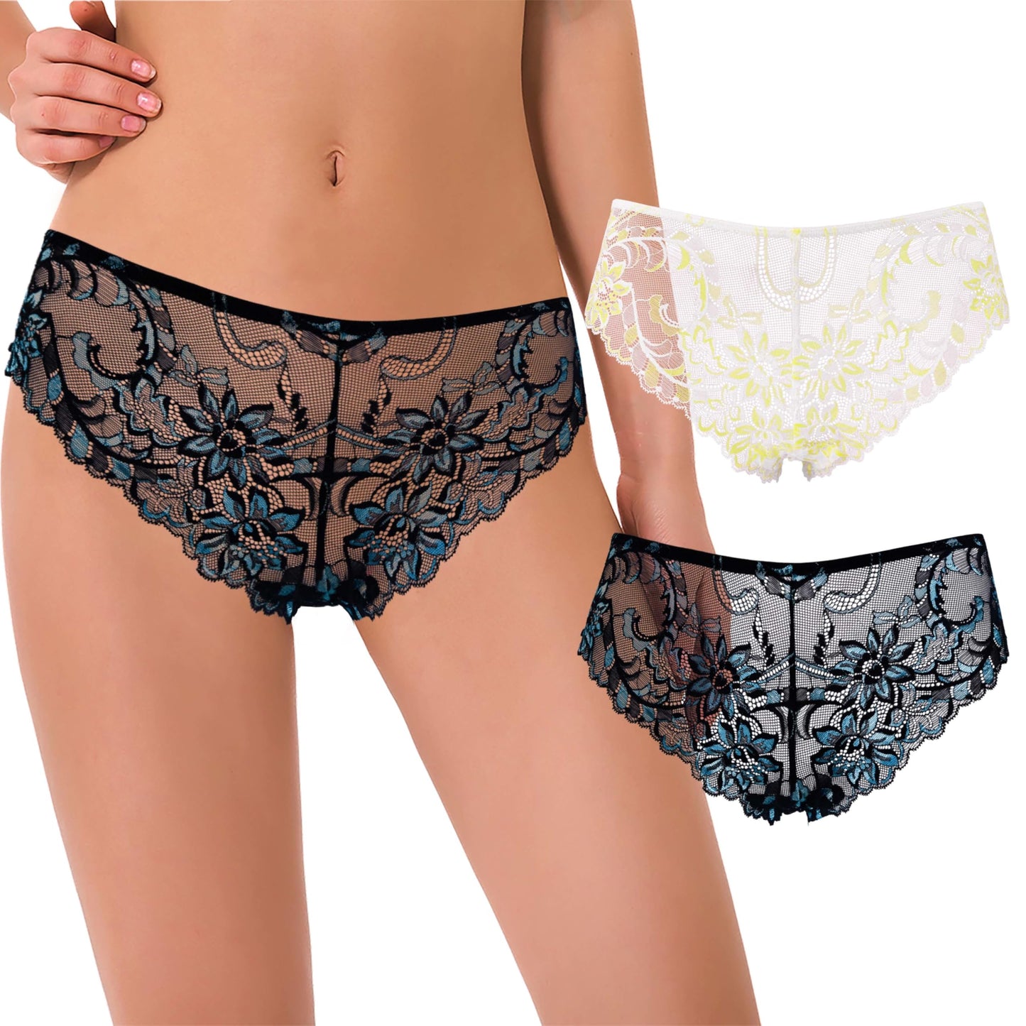 Curve Muse Women's Thong Hipster Underwear Sexy Comfortable - Pack of 2
