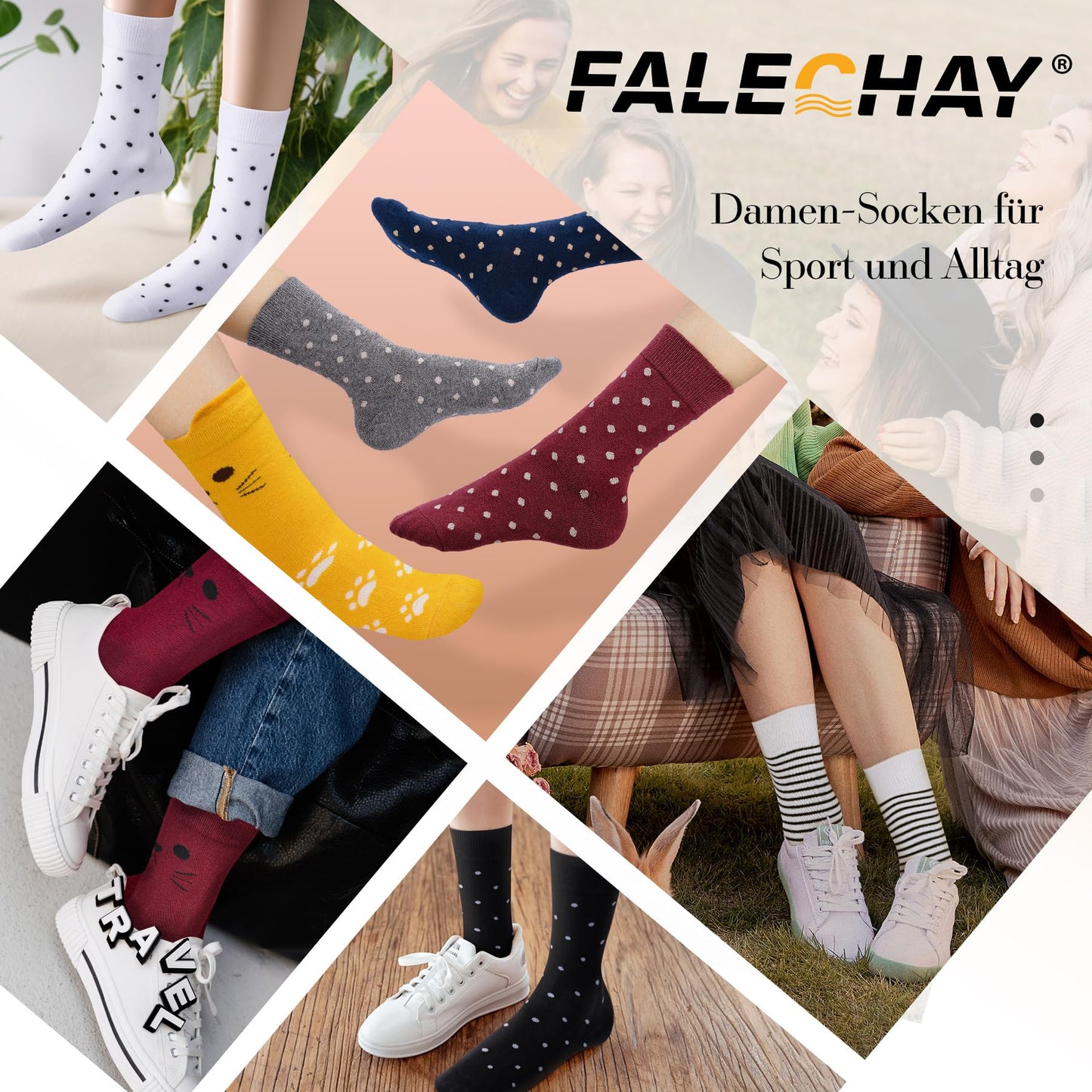 Falechay Women's Socks 10 Pairs – Colorful Cotton Sports Socks