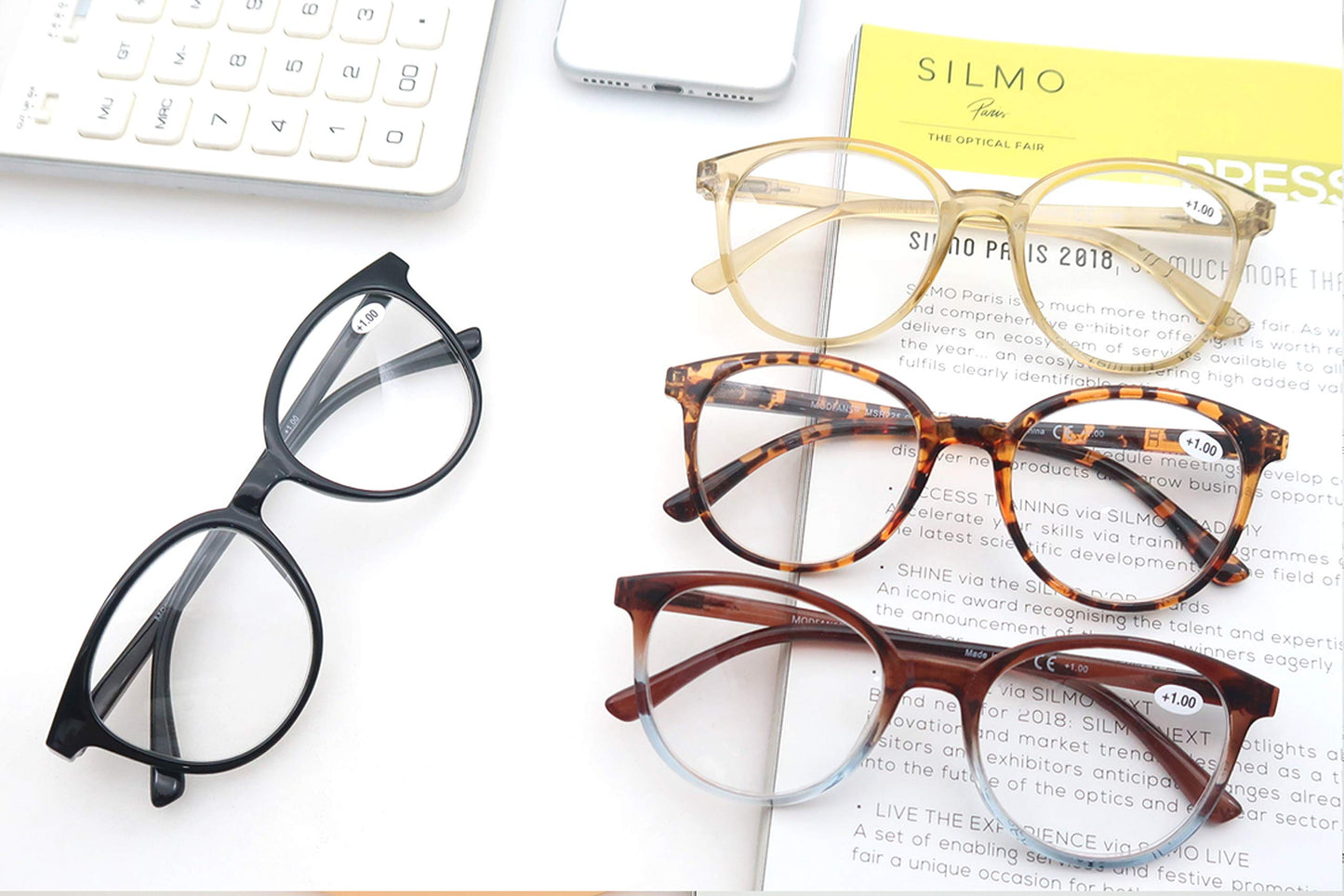 MODFANS (4 Pack) Lesebrille 2.5 Rund Herren Damen,Gute Brillen,Hochwertig,Mode,Komfortabel,Super Lesehilfe,fur Frauen