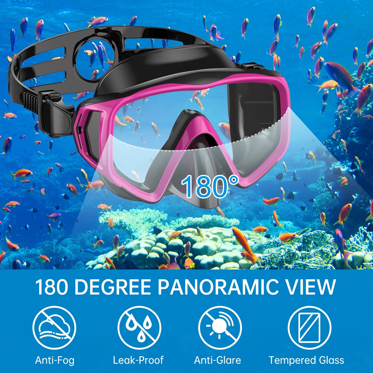 JEMULICE Schnorchelset Erwachsene, Schnorcheln Set mit Taucherbrille und Dry Schnorchel für Herren und Damen, Anti-Leck & Anti-Fog Tauchmaske aus Gehärtetem Glas für Tauchen, Schnorcheln und Schwimmen