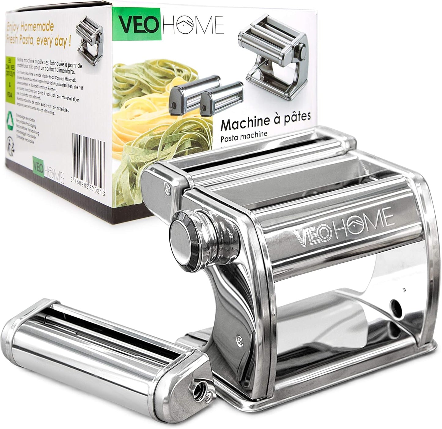 Manuelle Nudelmaschine mit Trockner - Multi-Pasta Edelstahl Rostfrei Italienische Flachteigmaschine 7 stufig einstellbar, scharfem Messer Klemme - Frische hausgemachte Nudeln, Spaghetti, Lasagne