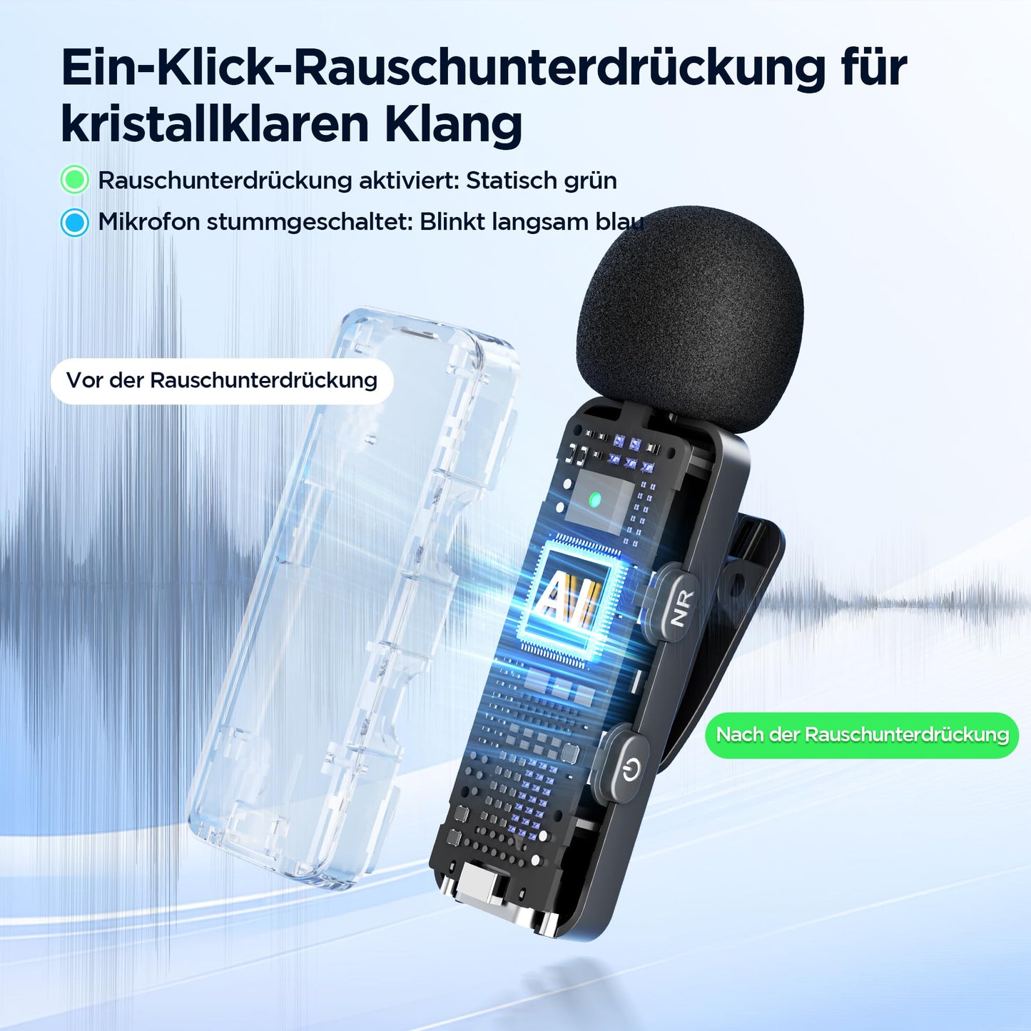 BOYA by-V1 Kabelloses Lavalier-Mikrofon für iPhone, 2,4 GHz, Plug-Play, Mini-Clip-On-Mikrofon mit Geräuschunterdrückung, für Vlogging, Video, Podcast, Interview, YouTube-Aufnahme
