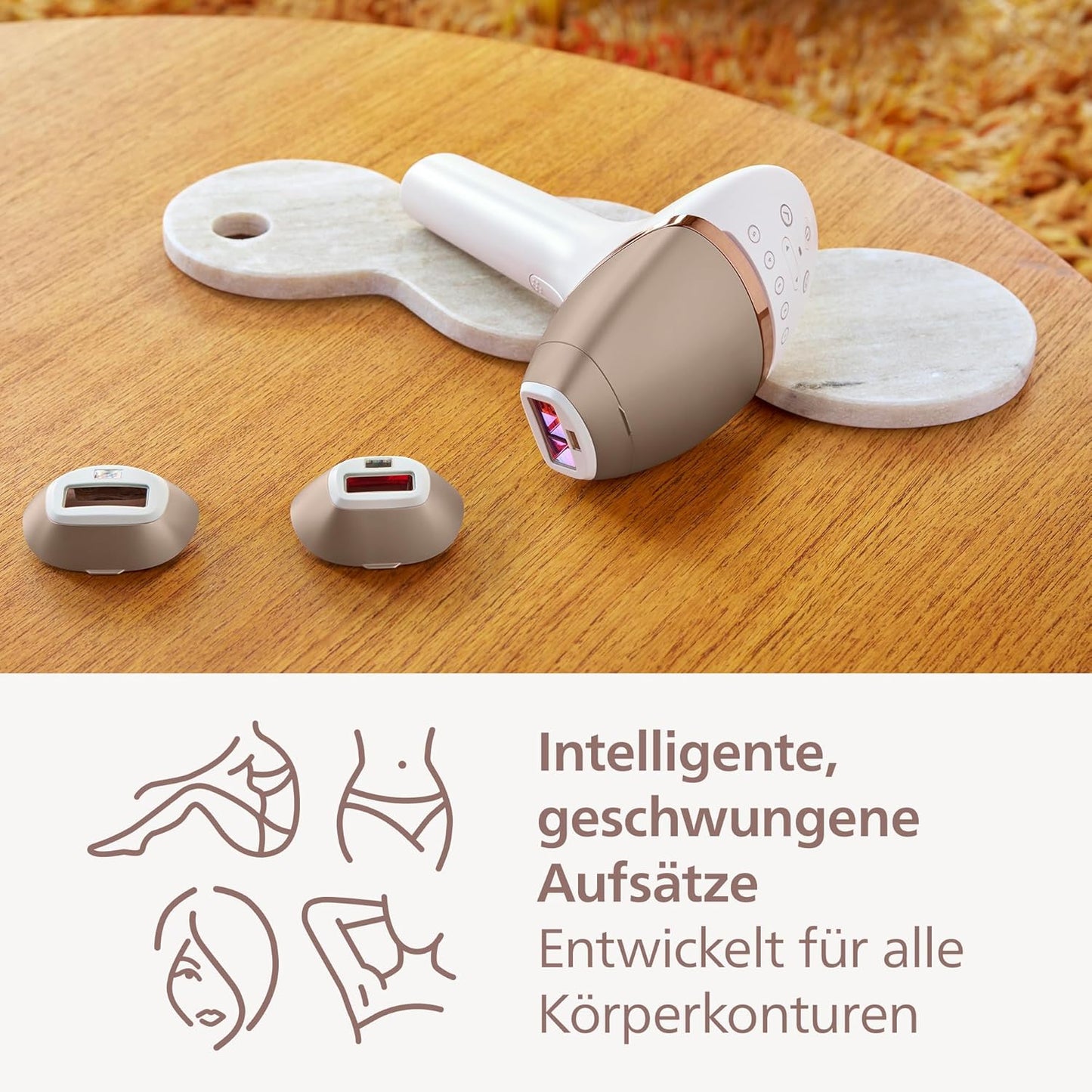 Philips Lumea IPL Haarentfernungsgerät 9000 Series – Haarentfernungsgerät mit SenseIQ Technologie, 3 Aufsätze für Körper, Gesicht und Präzision, kabellos (Modell BRI955/00)