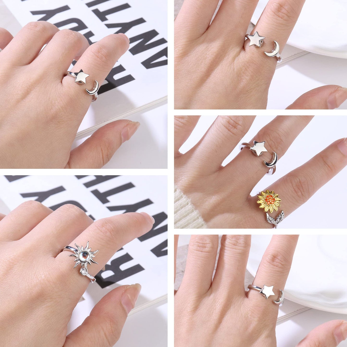 Adramata 2-Piece Anxiety Spinner Rings for Women