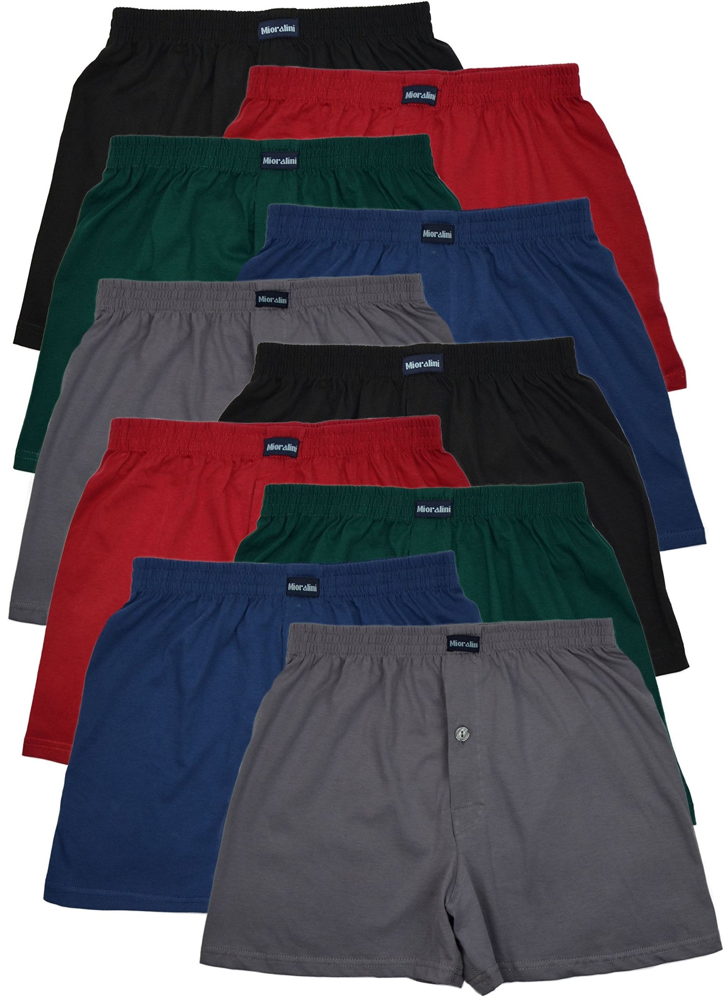 MioRalini Men’s Loose Soft Boxer Shorts Classic 10-Pack