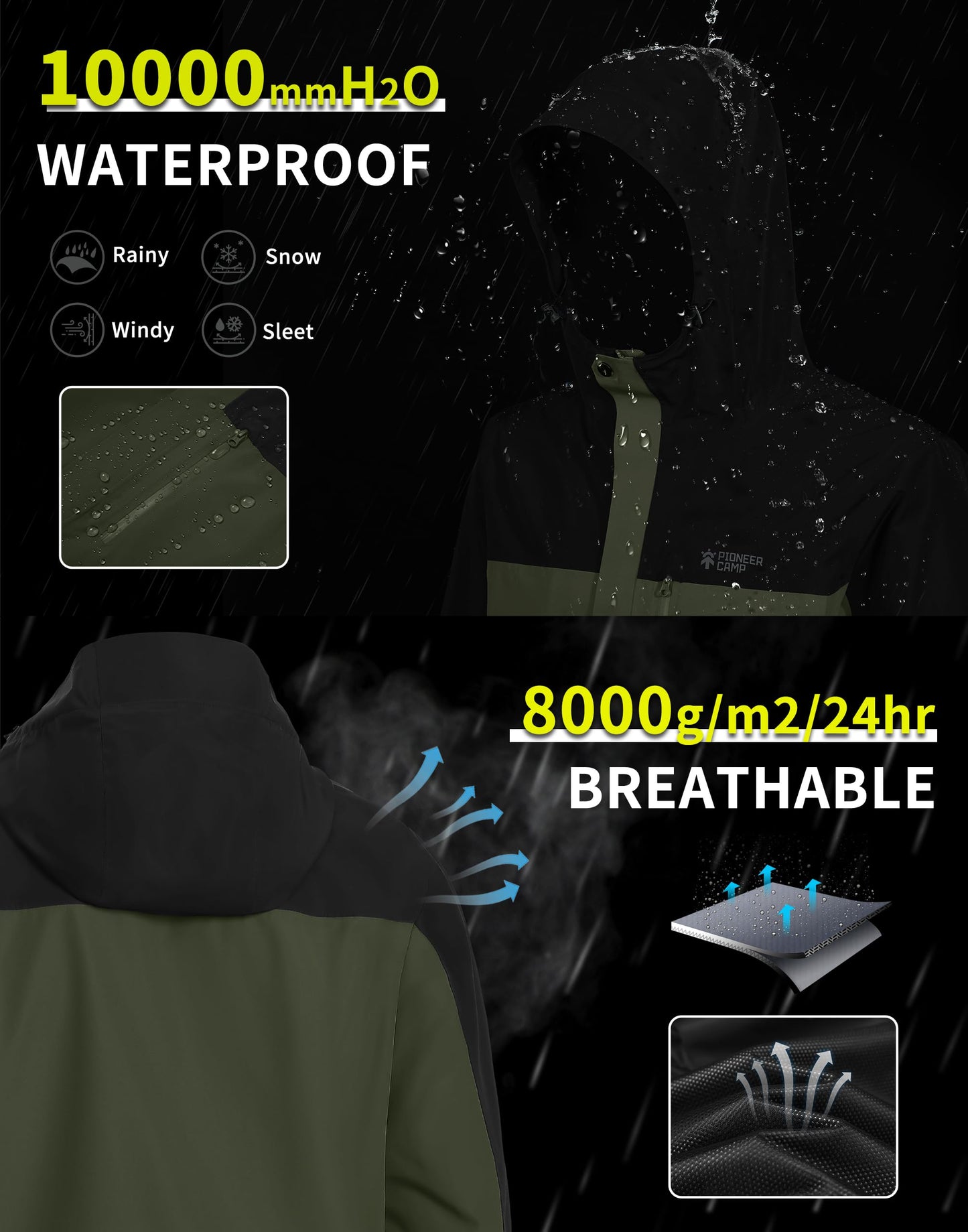 Pioneer Camp Men’s Waterproof Outdoor Jacket