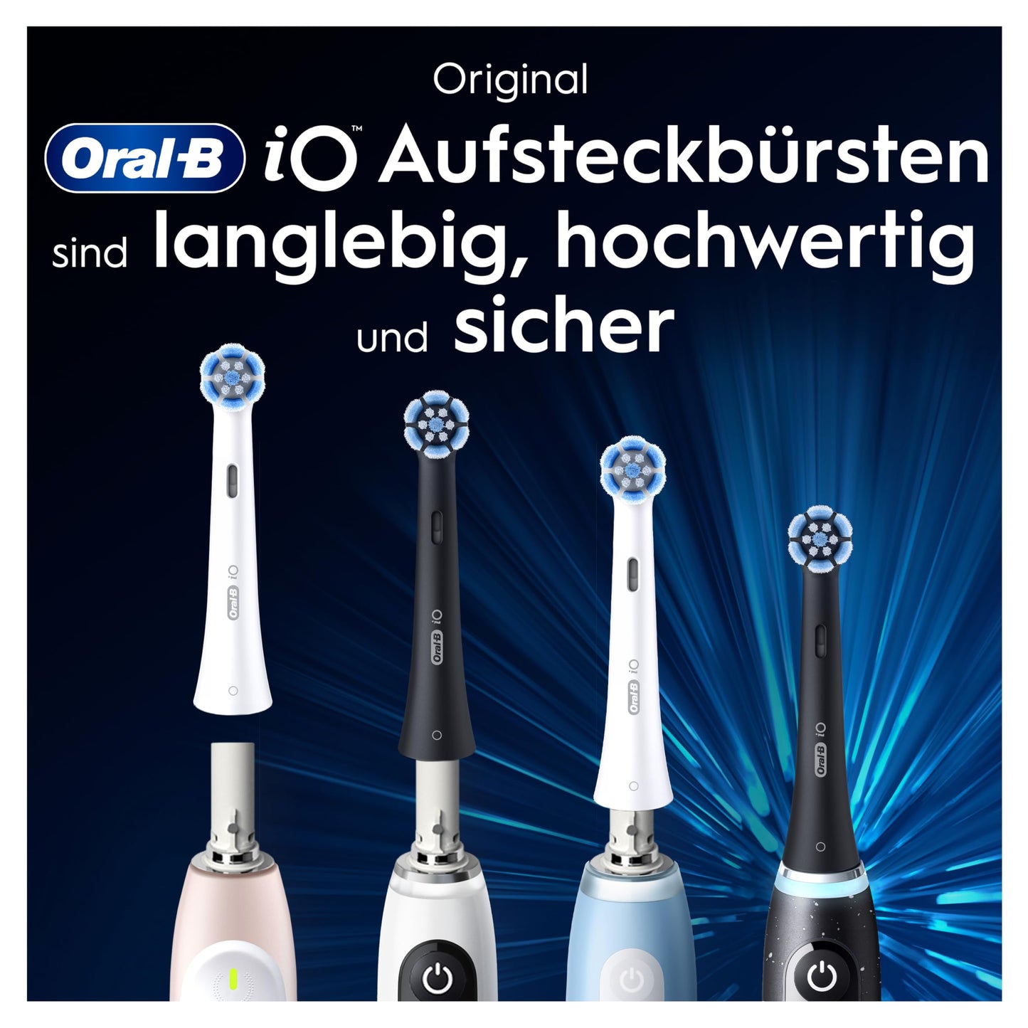 Oral-B iO Sanfte Reinigung, Original Aufsteckbürsten, geeignet für empfindliches Zahnfleisch, Schwarz, 8 Stück