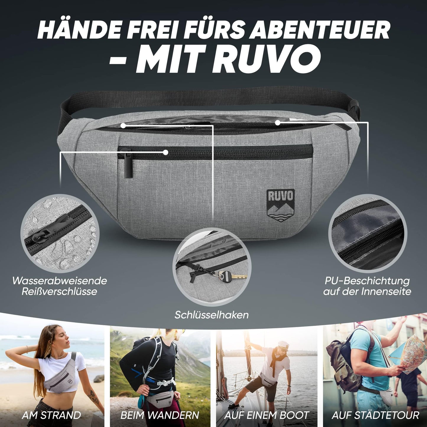 RUVO Waist Bag – Stylish & Spacious Unisex Hip Bag for Every Activity