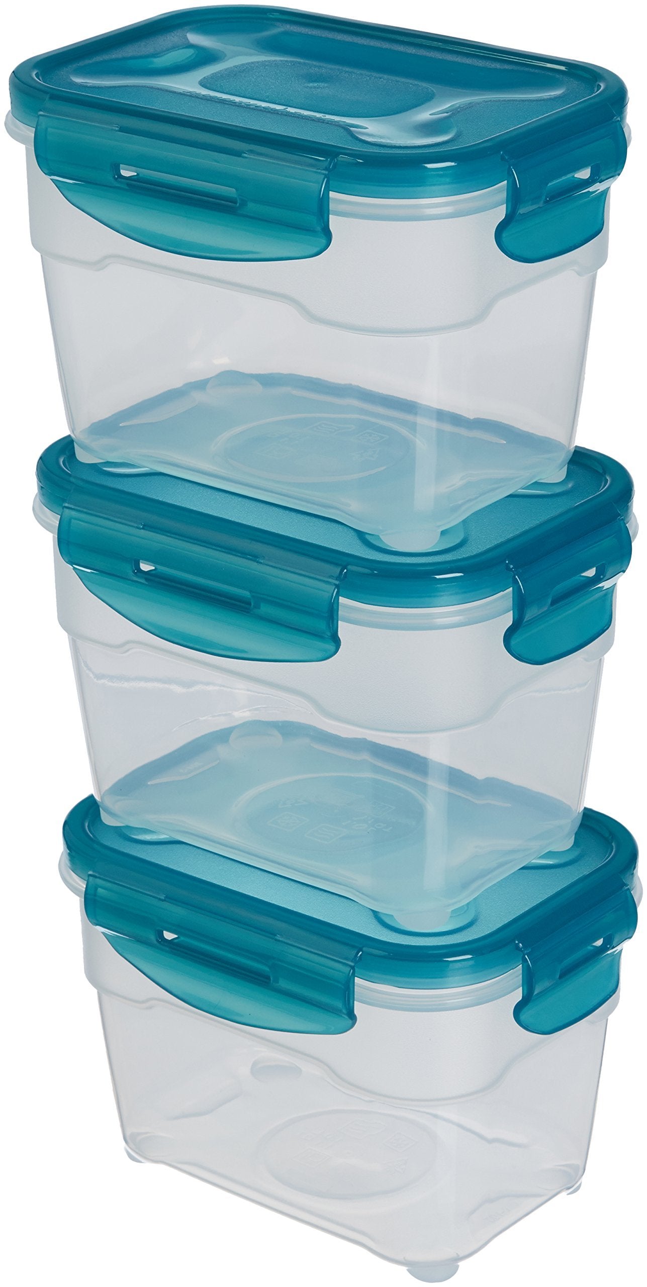 Amazon Basics Gefrierbehälter im Set, mit Deckel, luftdicht, auslaufsicher, stapelbar, für Kühlschrank/Gefriertruhe, BPA-frei, Kunststoff, mikrowellen- und spülmaschinenfest, 6 Stück 1er-Pack, farblos