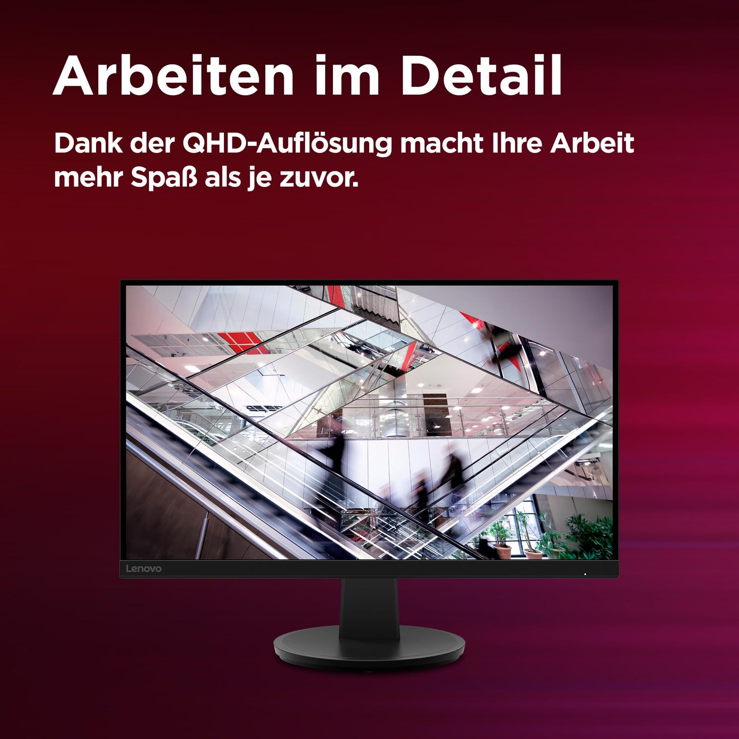 Lenovo N27q | 27" QHD Monitor | 2560x1440 | 100Hz | 300 nits | 4ms Reaktionszeit | HDMI | DisplayPort | schwarz