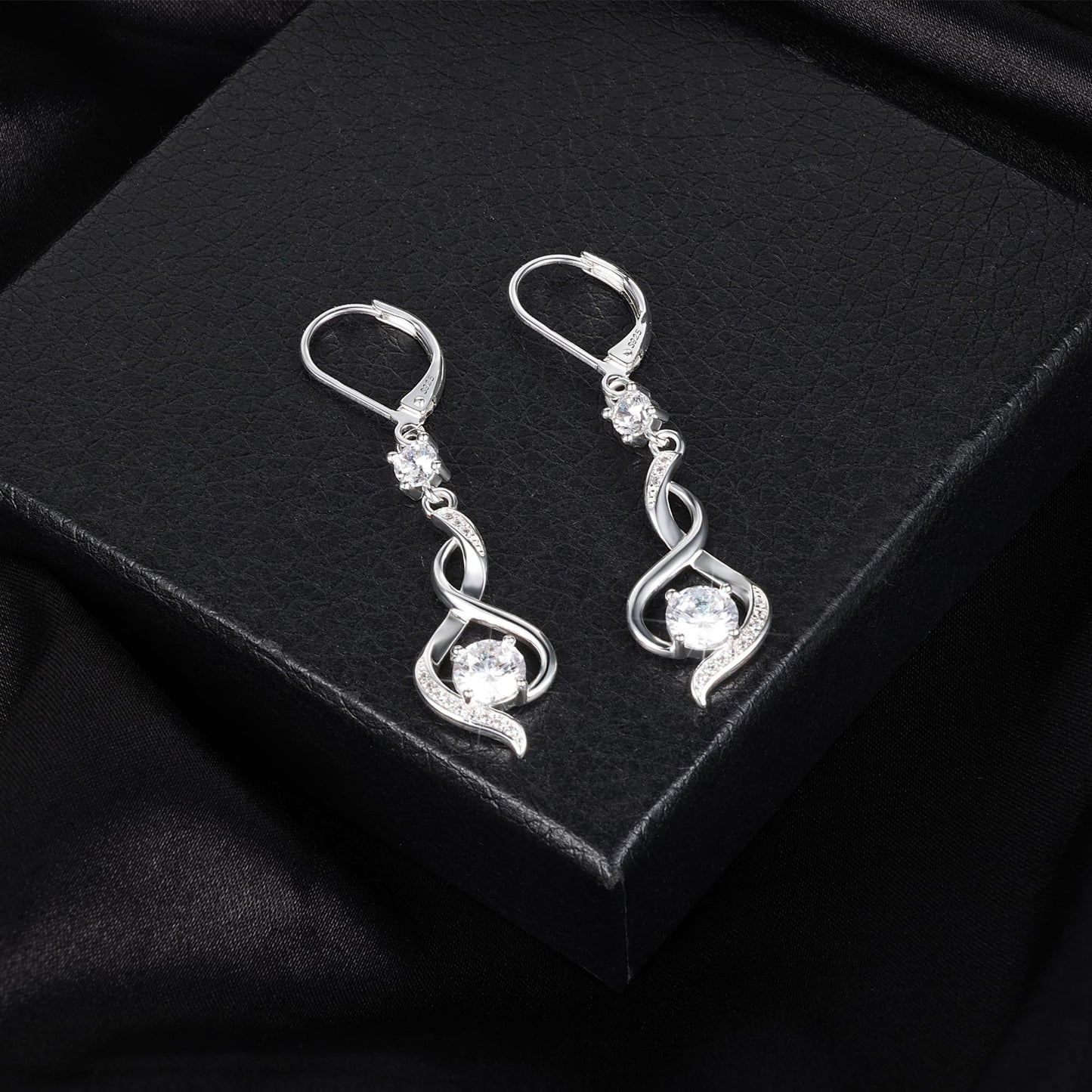 ALEXCRAFT Sterling Silver Infinity Drop Earrings for Women