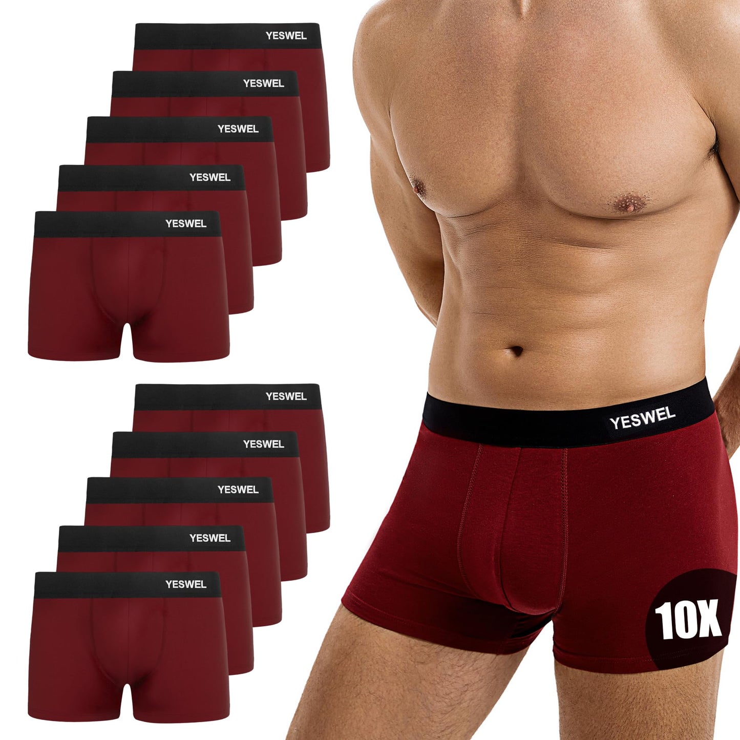 YESWEL Men’s Boxer Shorts 10-Pack