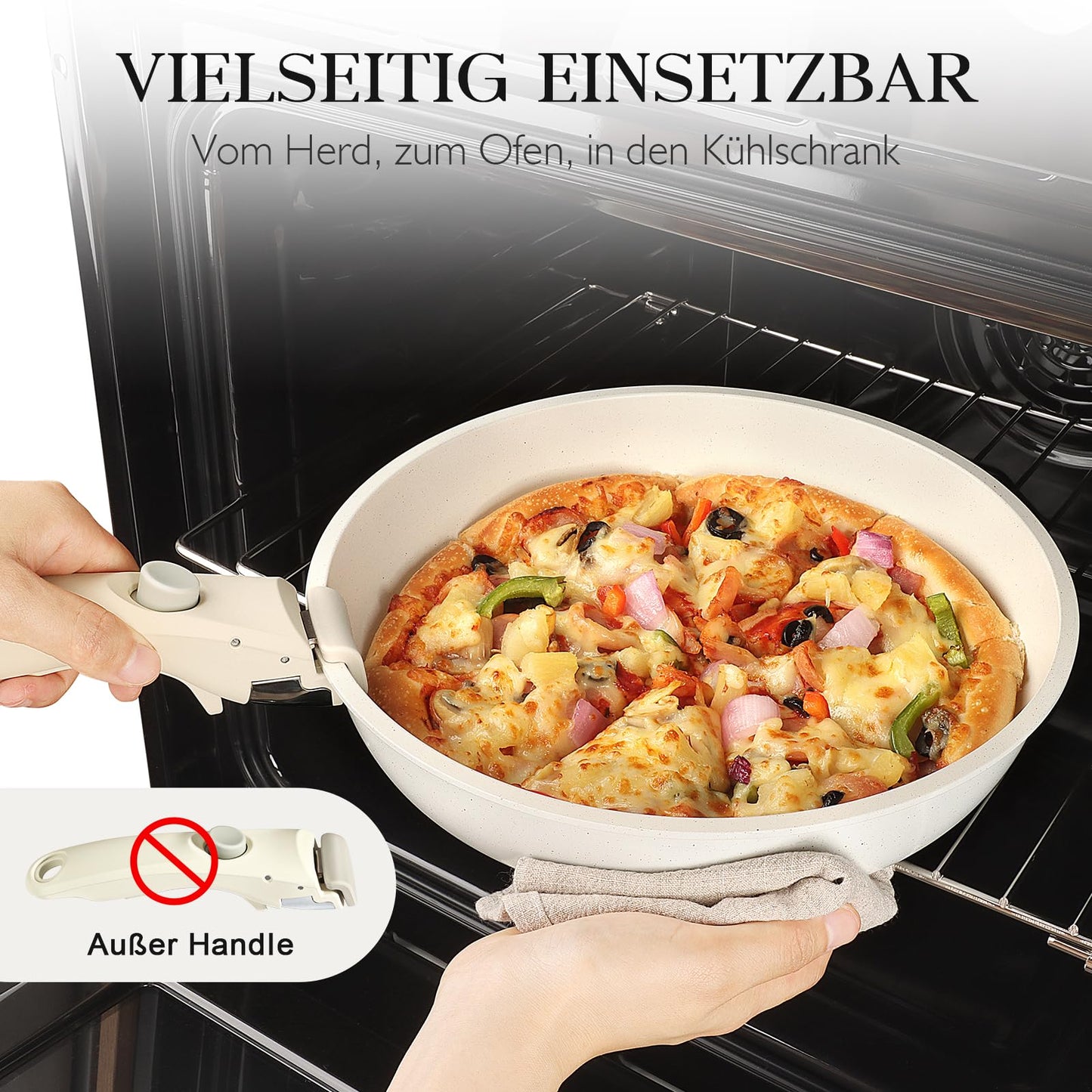 GiPP Topfset mit Abnehmbarer Griff, 11-Teilig Topf und Pfannenset mit Antihaft Beschichtet, Topfset Induktion Kochtopf Set, Backofenfest, für Alle Herdarten, PTFE/PFOA-frei, Weiß