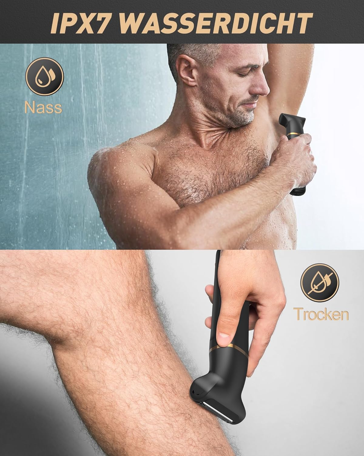 Intimrasierer Mann,3in1 Rasierer Herren Elektrisch/Nasenhaartrimmer, IPX7 Nass-Trockenrasierer 120 Min. Laufzeit,Rasierer Herren Intimbereich für Achselhöhle Beine Brust Leiste Nase,USB-C Ladestation