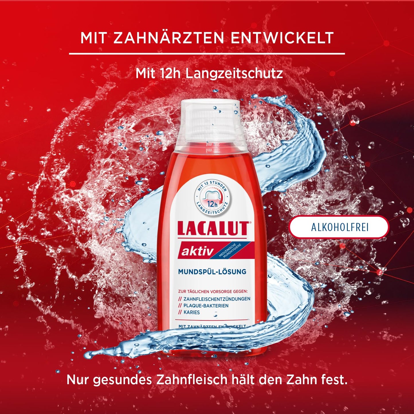 LACALUT aktiv Mundspül-Lösung 300ml – Schützt das Zahnfleisch, erfrischt den Atem