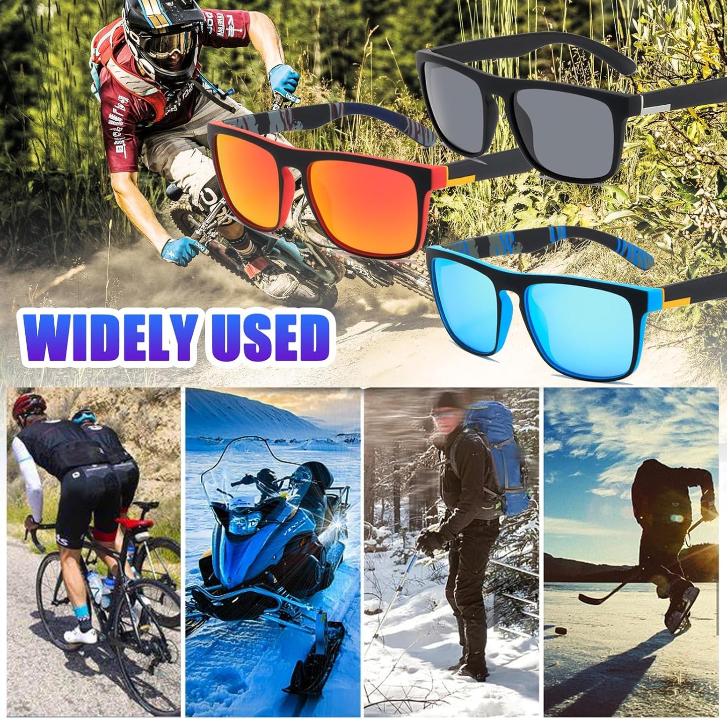 DKDDSSS 3 Paar Polarisierte Sonnenbrille, Polarisierte Sonnenbrille Herren/Damen, Sonnenbrille Herren Polarisiert, Sonnenbrille Polarisiert Damen, Sportarten Mode Sonnenbrille, UV Schutz, Unisex