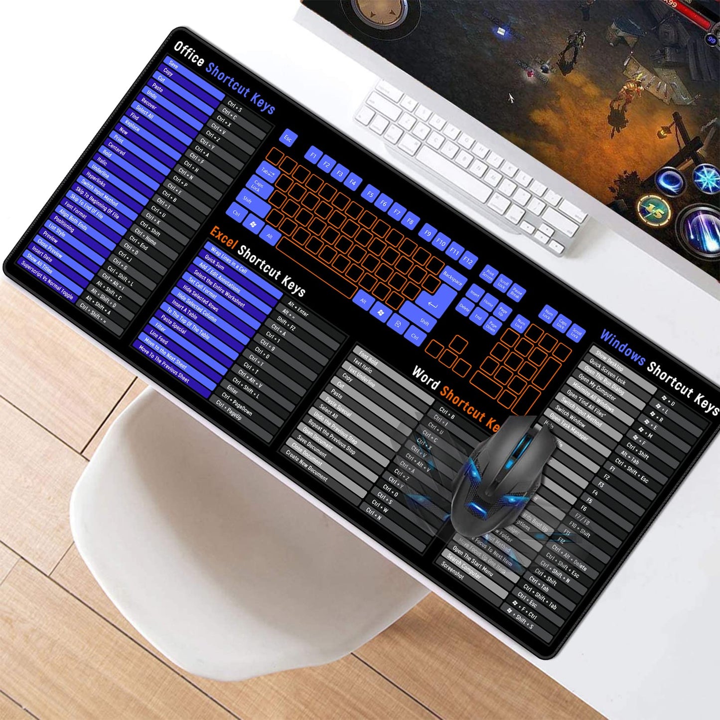Anpollo Gaming Mouse Mat XXL 900 x 400 x 3 mm Non-Slip Desk Mat Table Mat Multifunctional Office Mouse Mat, Type 1