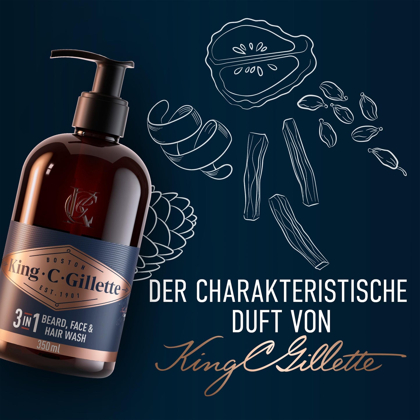King C. Gillette Bartbalsam für Männer, leichte und tiefgreifende Bartpflege, mit dem charakteristischen Duft von King C. Gillette, 100 ml