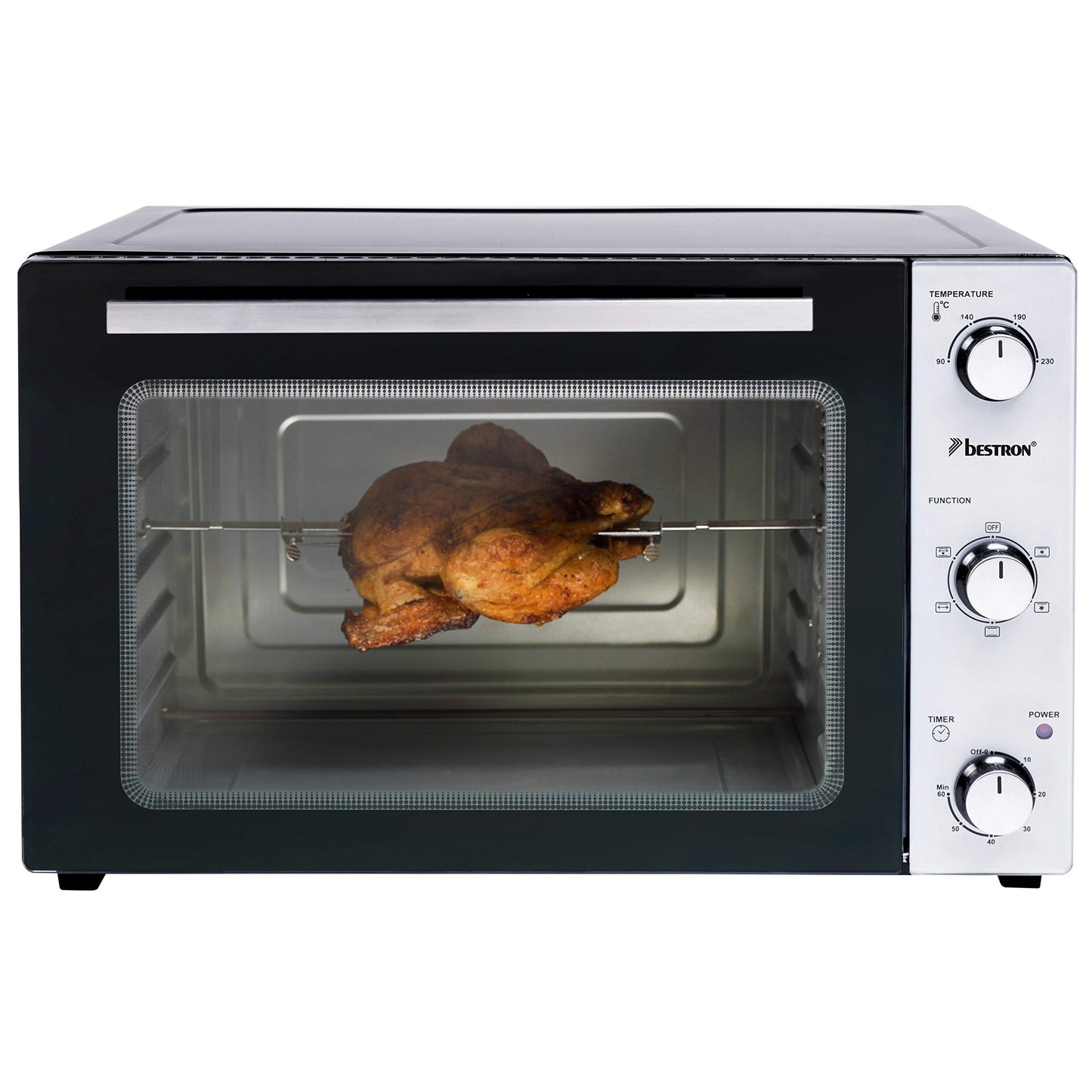 Bestron AOV9 Kompakter Mini-Backofen mit Ober-/Unterhitze, 9 Liter, 800 Watt, Schwarz