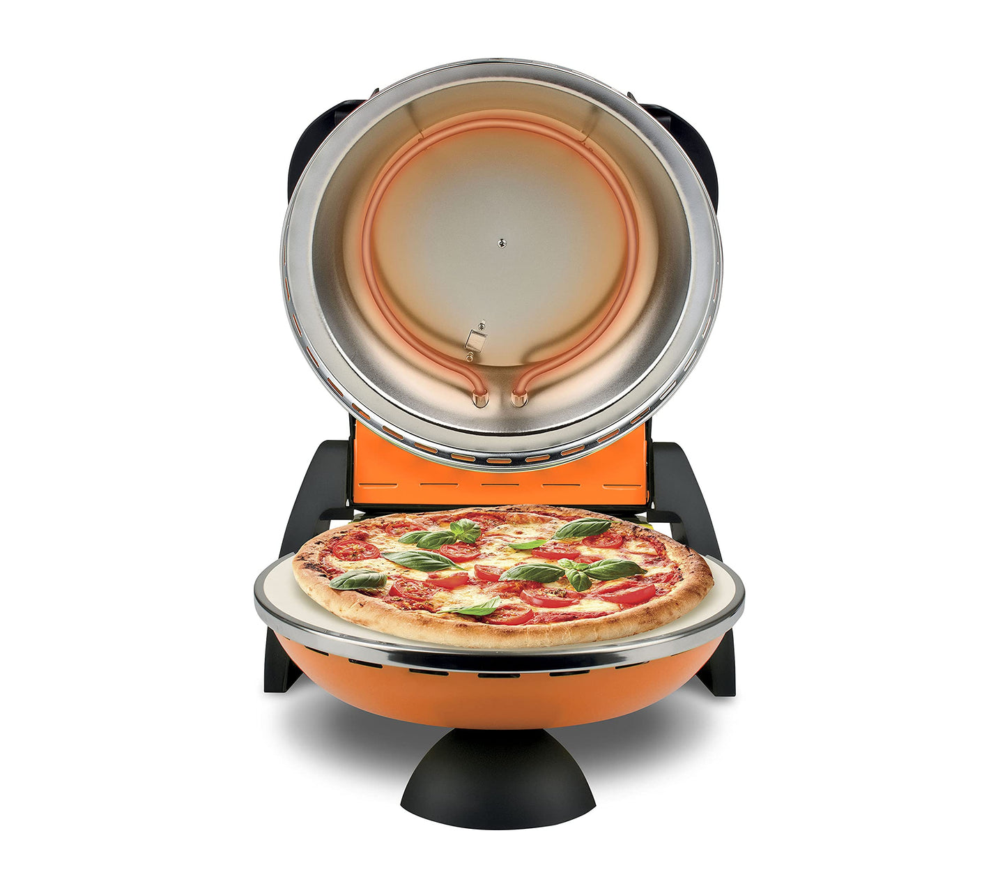 G3 FerrariPizza Äußern Vergnügen, Ofen Pizza, 1200 W, 400°C, Felsen Feuerfest (durchmesser 31 cm), Timer 5', Kochbuch inbegriffen, Schwarz, 31.6 x 31.6 x 25 cm