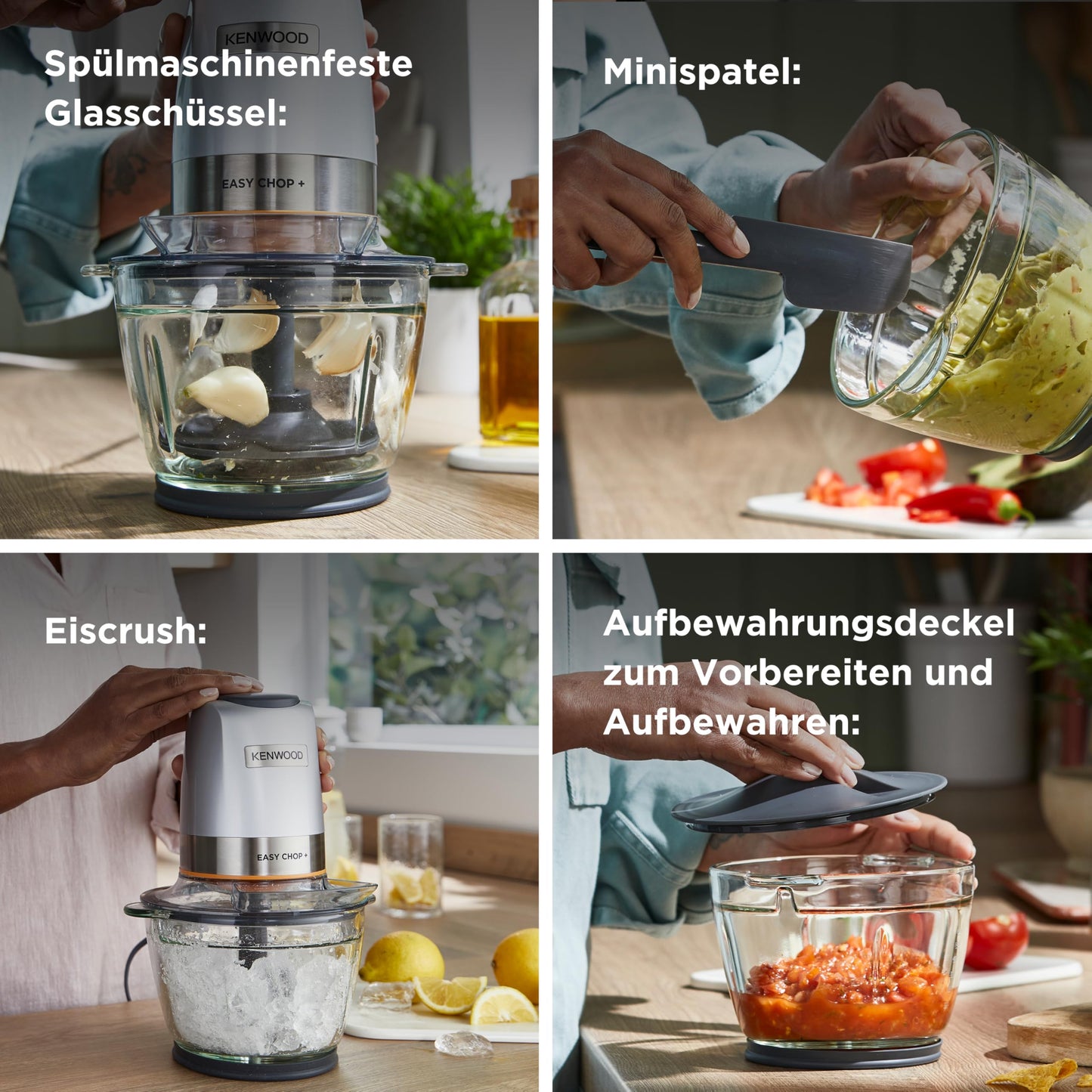 Kenwood Easy Chop CHP61.100WH Zerkleinerer, elektrischer Mini Universalzerkleinerer mit 2 Geschwindigkeitsstufen, 0,5 l Arbeitsbehälter, 500 Watt, Weiß