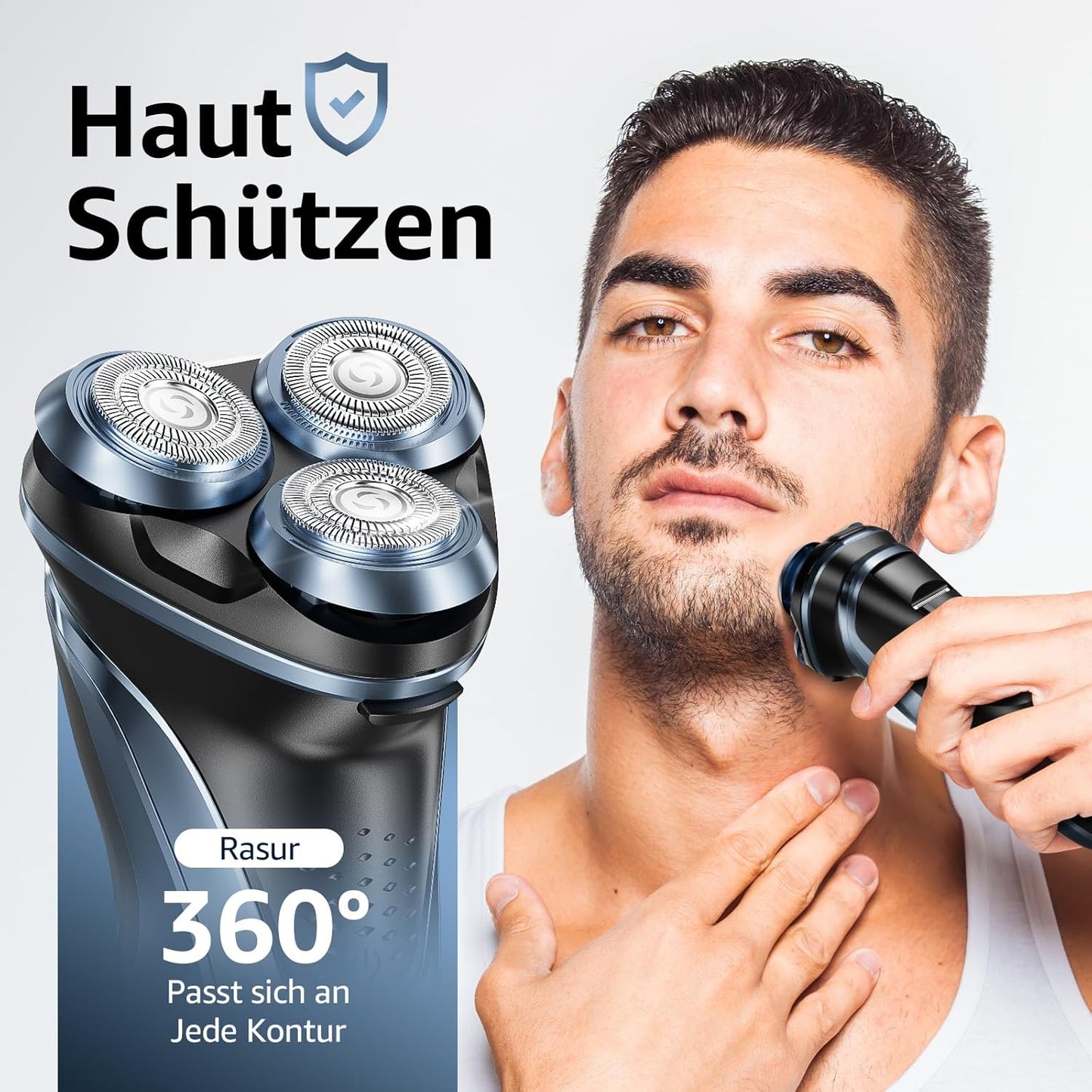 Dyoonoer Men's Electric Shaver, IPX7 Waterproof Wet and Dry Rechargeable Beard Razor with Fold-Out Trimmer and Travel Lock