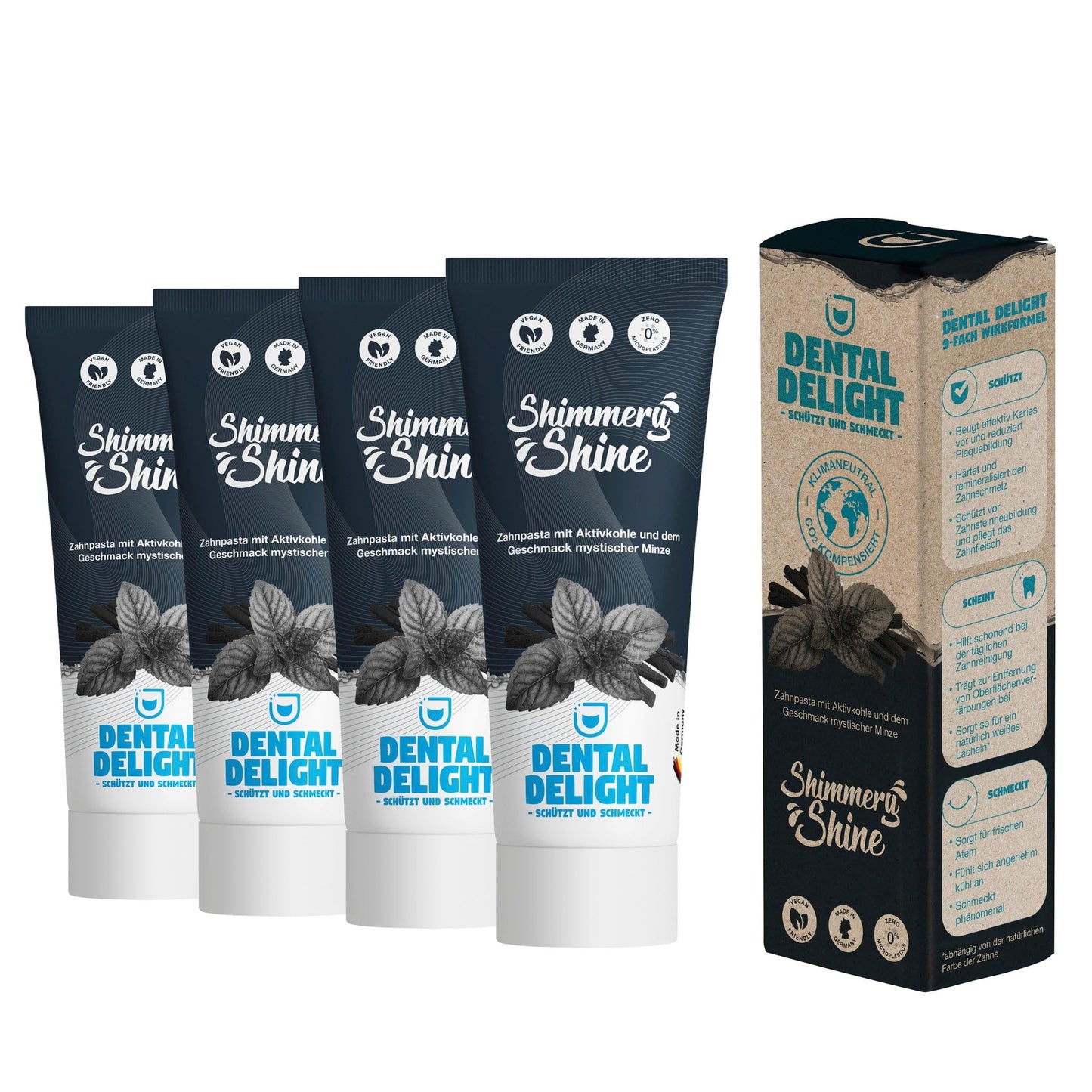 DENTAL DELIGHT Polar Punch Zahnpasta (TESTSIEGER), Vegane Zahnpasta mit Geschmack, Zahncreme (Minze, 4er Pack)