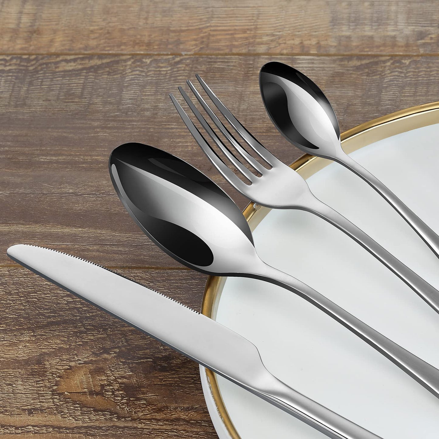 BEWOS Besteck Set für 6 Personen, 30 teilig Essbesteck Set inkl. Messer, Gabel, Löffel, Besteck Edelstahl Spiegelpoliert, Spülmaschinenfest