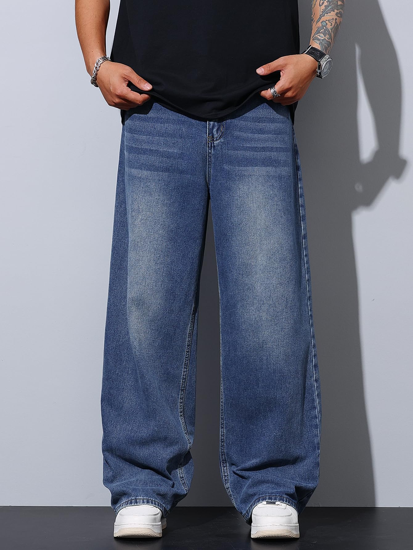 Zewool Men’s Irregular Seam Baggy Jeans