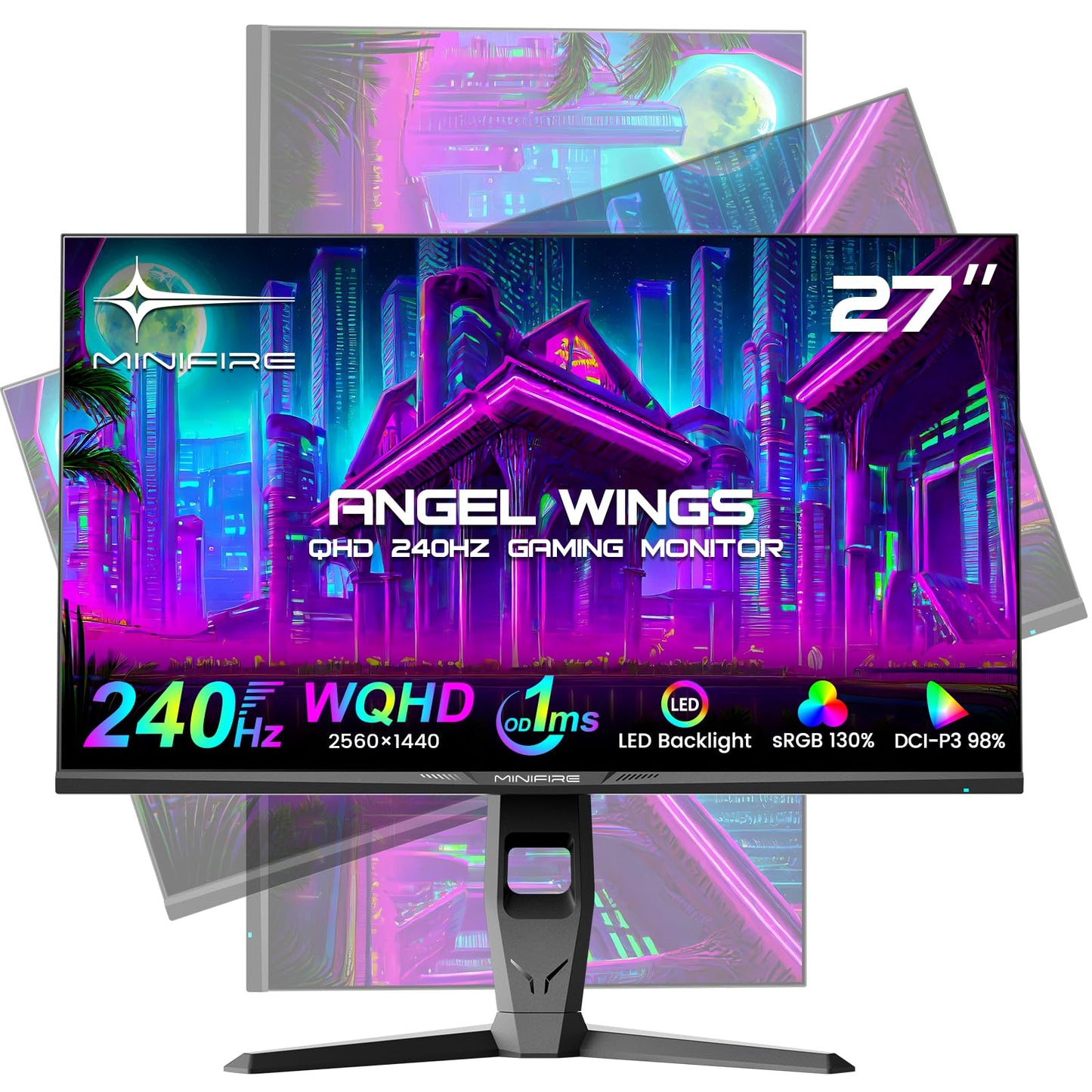 Minifire 24 Inch Monitor, 100 Hz, IPS, Full HD (1920 x 1080), AMD FreeSync, sRGB110%, Frameless Screen, Eye Care, HDMI Type-C, Adjustable Tilt, VESA (MF24X3A Type-C Cable Included)