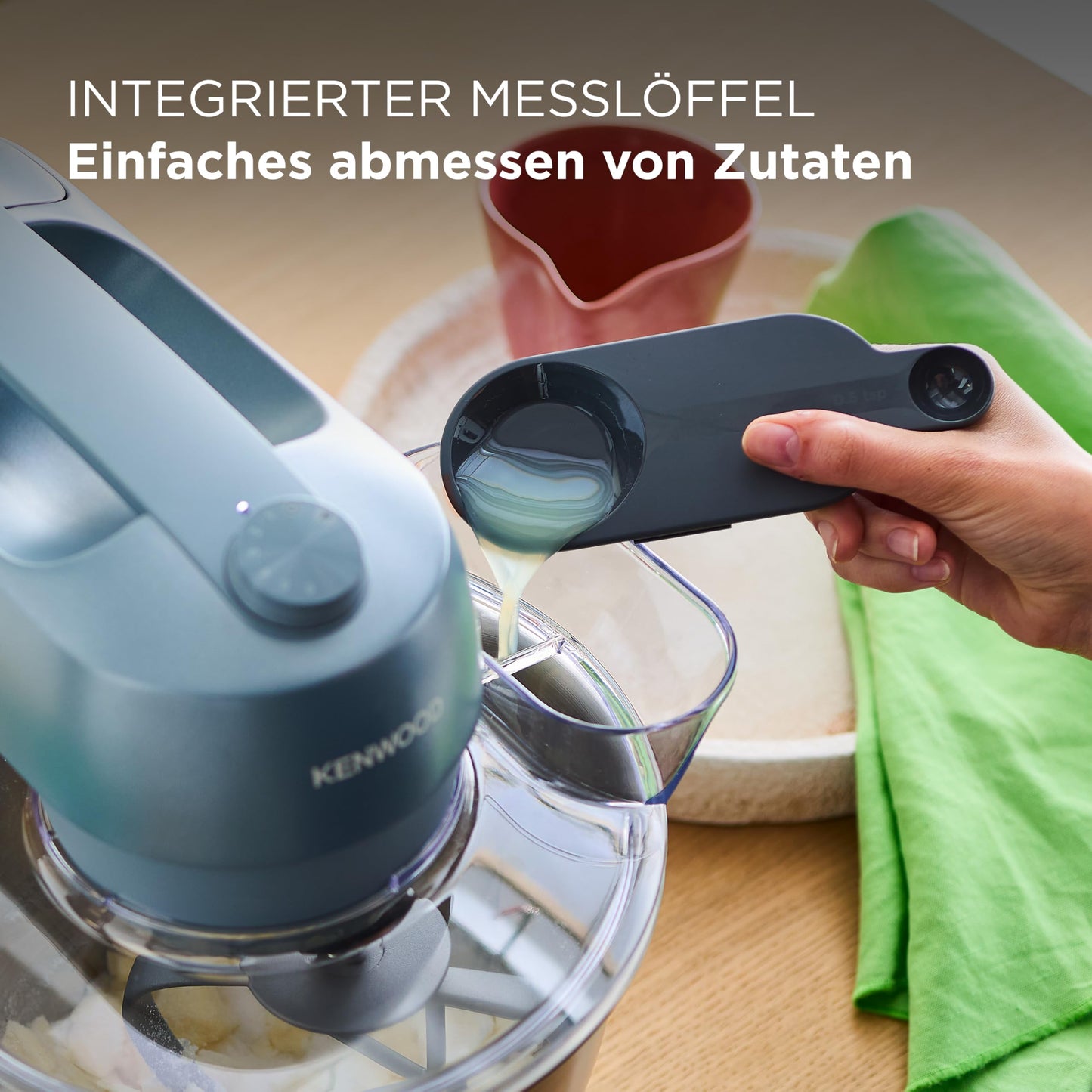 Kenwood MultiPro Go FDP22.130GY, Kompakt-Küchenmaschine nur 30cm hoch, zum Schneiden, Reiben, Pürieren und Teig Kneten, Express-Serve, 1,3 l Arbeitsbehälter, 650 W, Blau