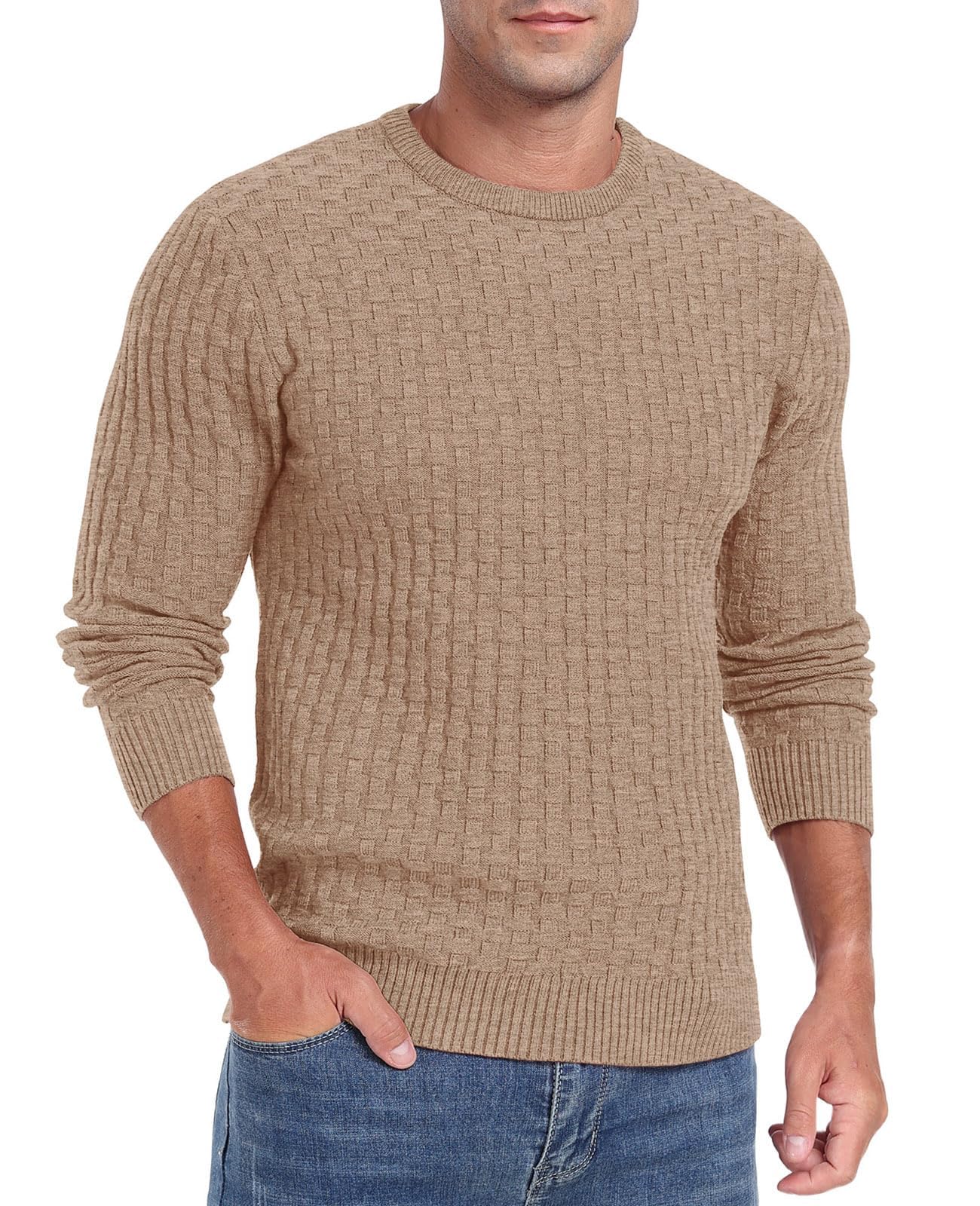 Sailwind Men’s Crew Neck Waffle Knit Sweater