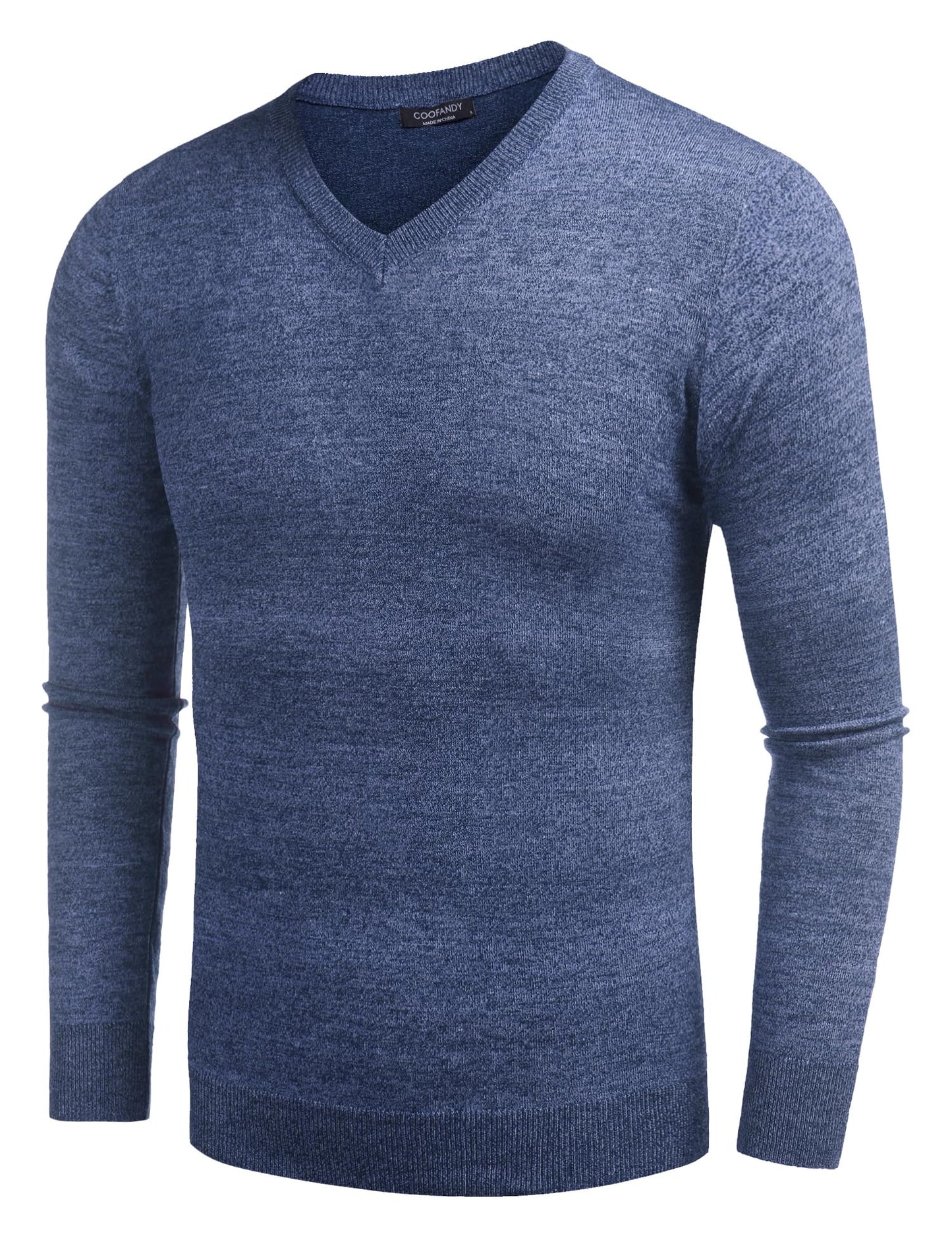 COOFANDY Men’s V-Neck Knit Sweater – Classic Long Sleeve Pullover