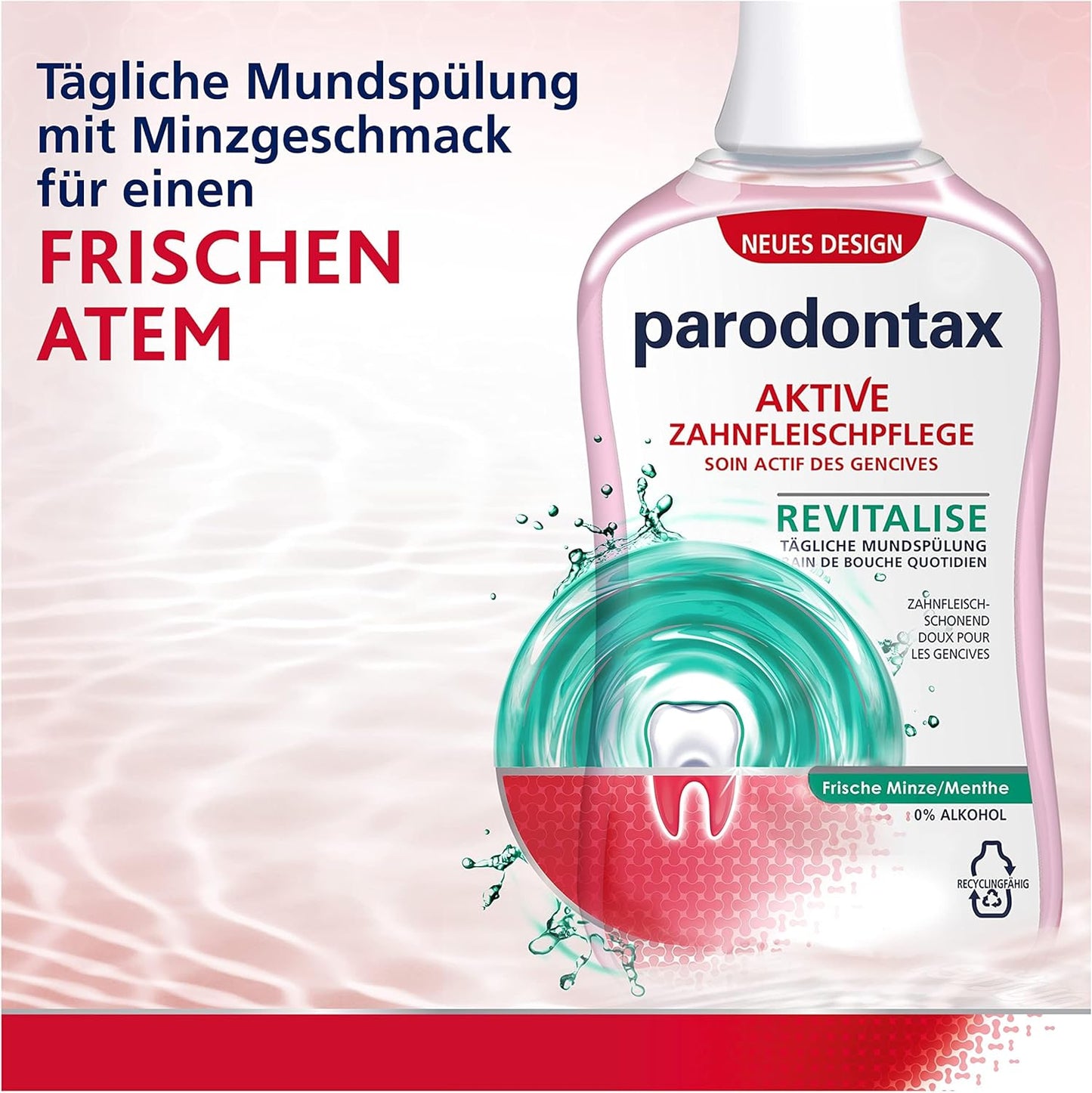 Parodontax Mundspülung Frische Minze, zur täglichen Zahnfleischpflgege, 4x 300ml