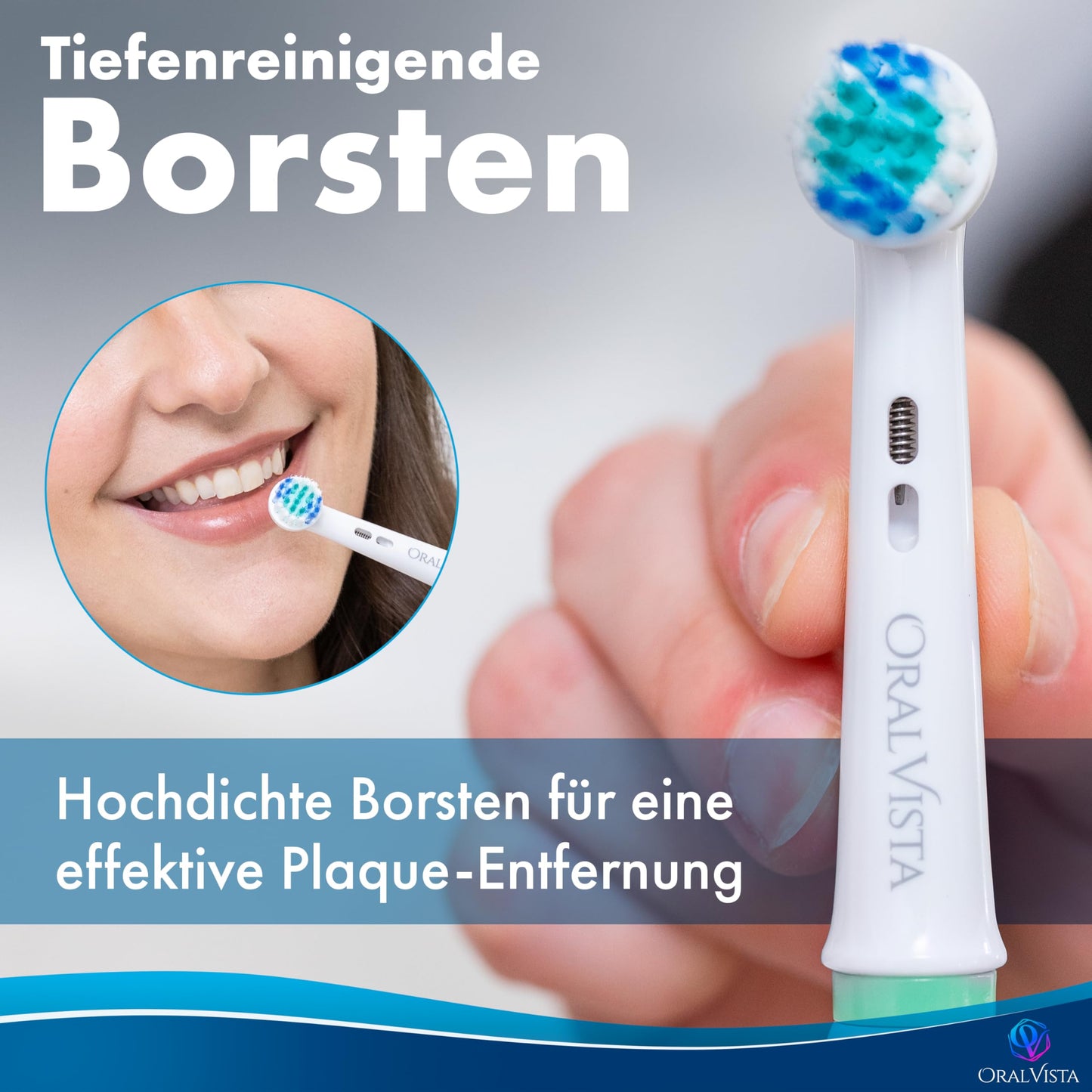 OralVista Elektrische Zahnbürstenköpfe, 8er-Pack kompatibel mit Oral B Aufsteckbürsten, Zahnbürstenaufsatz Oral B für empfindliches Zahnfleisch, tiefe Reinigung, Hochwertige Borsten einfache Passform