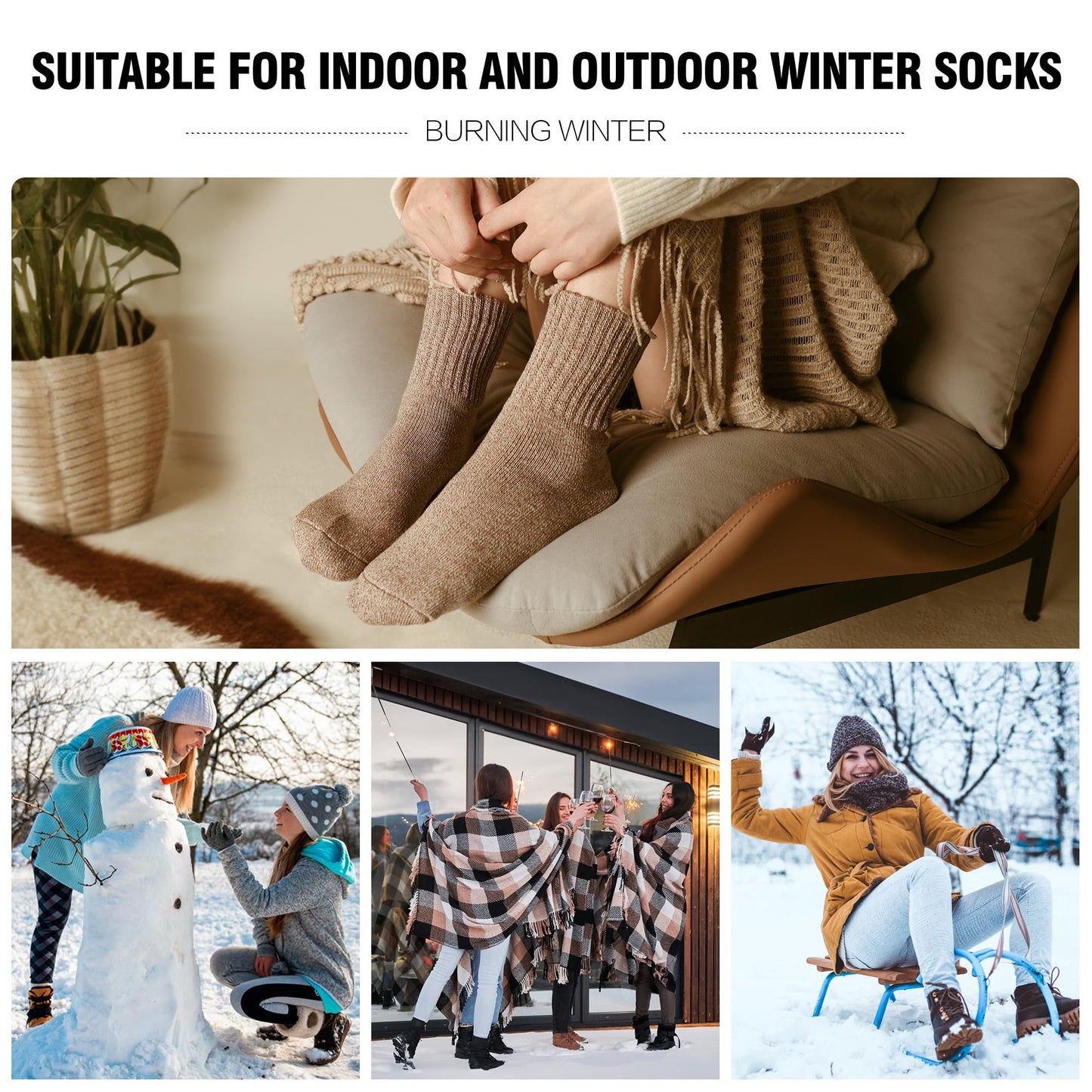 Thermosocks for Women – 3 Pairs Thick Knit Winter Socks