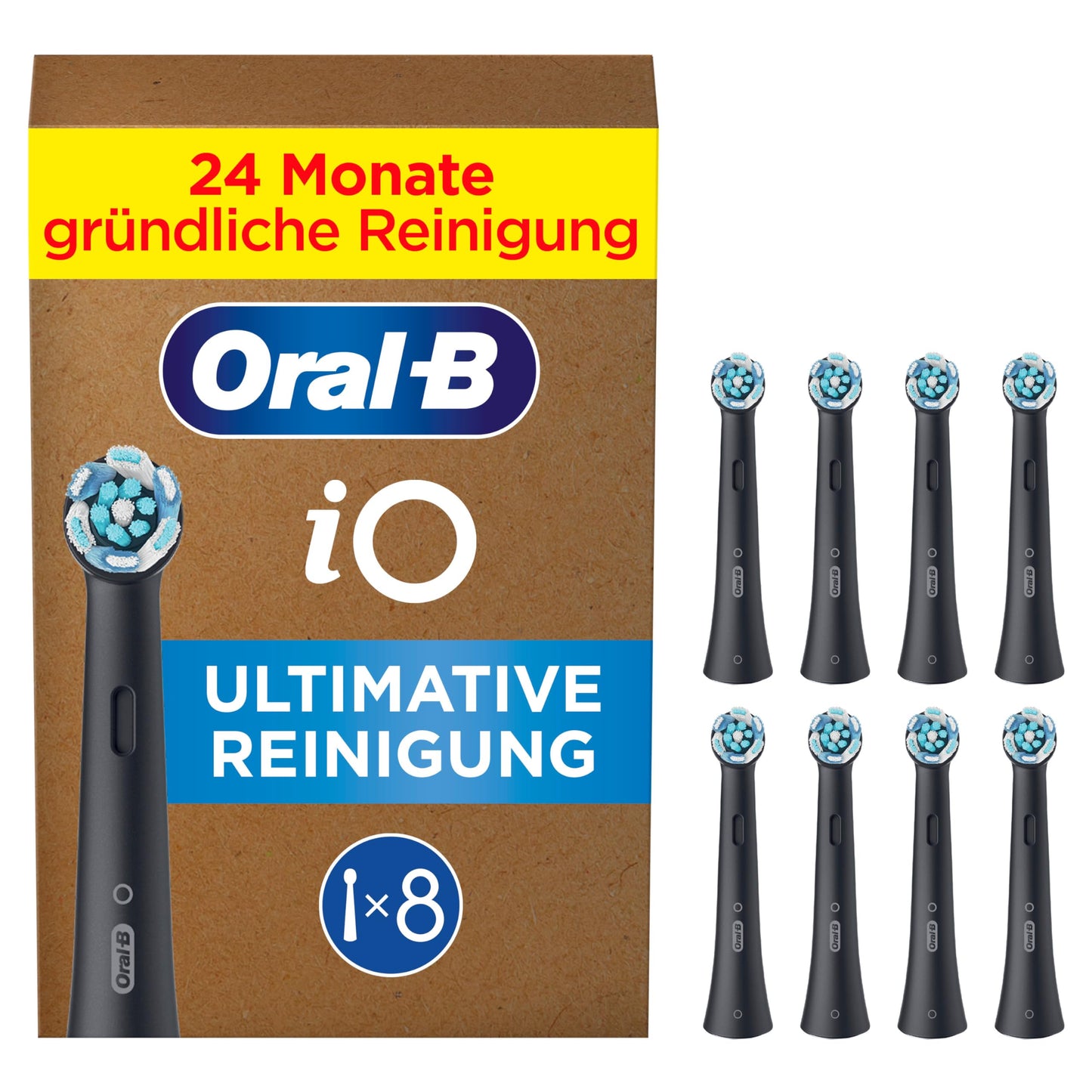 Oral-B iO Ultimative Reinigung Aufsteckbürsten für elektrische Zahnbürste, 10 Stück, ultimative Zahnreinigung, Zahnbürstenaufsatz für Oral-B Zahnbürsten, briefkastenfähige Verpackung, schwarz