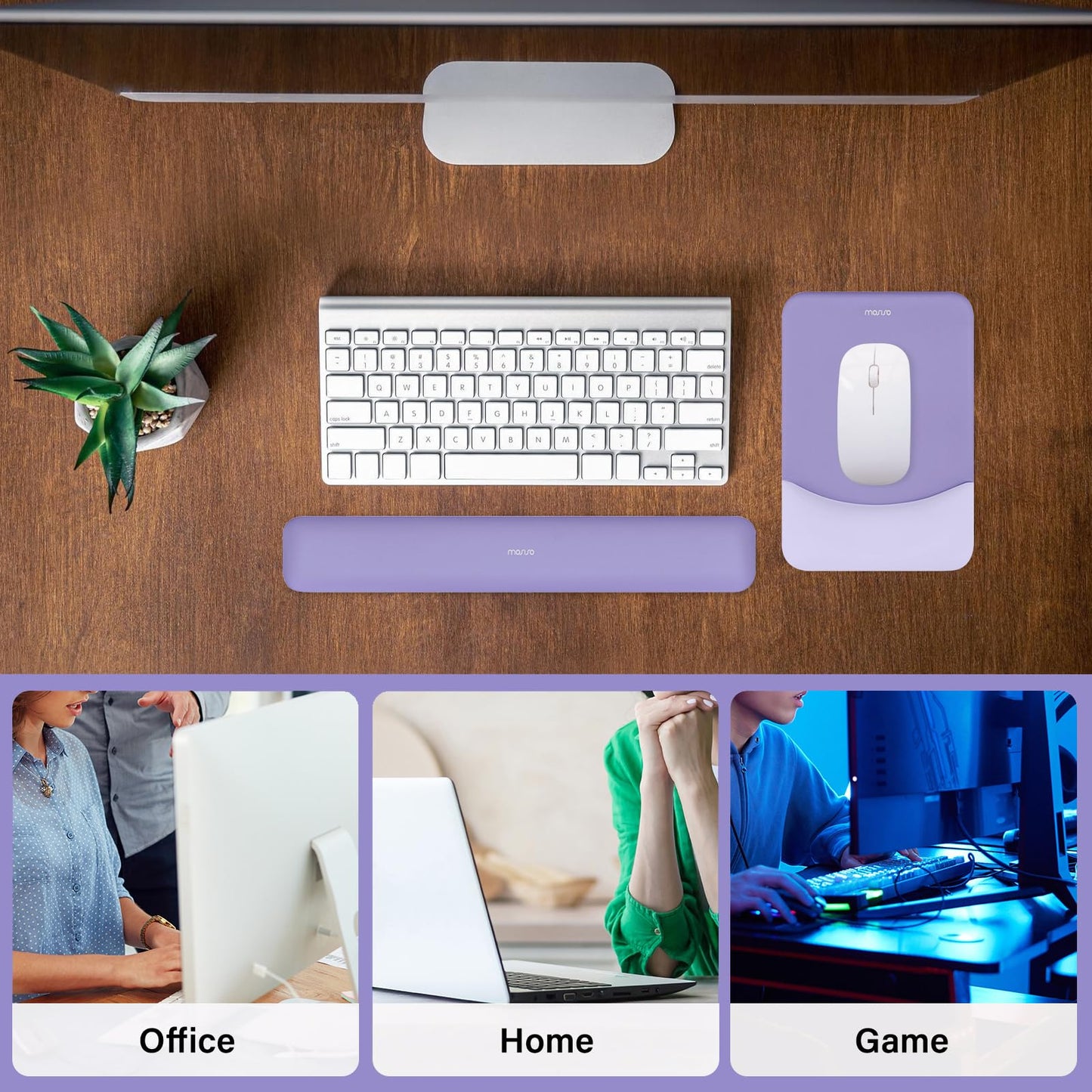 MOSISO Handgelenkstütze für Mauspad&Tastatur Set, Rechteckig Ergonomisch Mauspad Rutschfest Basis Home/Büro Schmerzlinderung&Typing Kissen mit Neopren Cloth&Erhöht Gebogen Memory Schaum,Grün