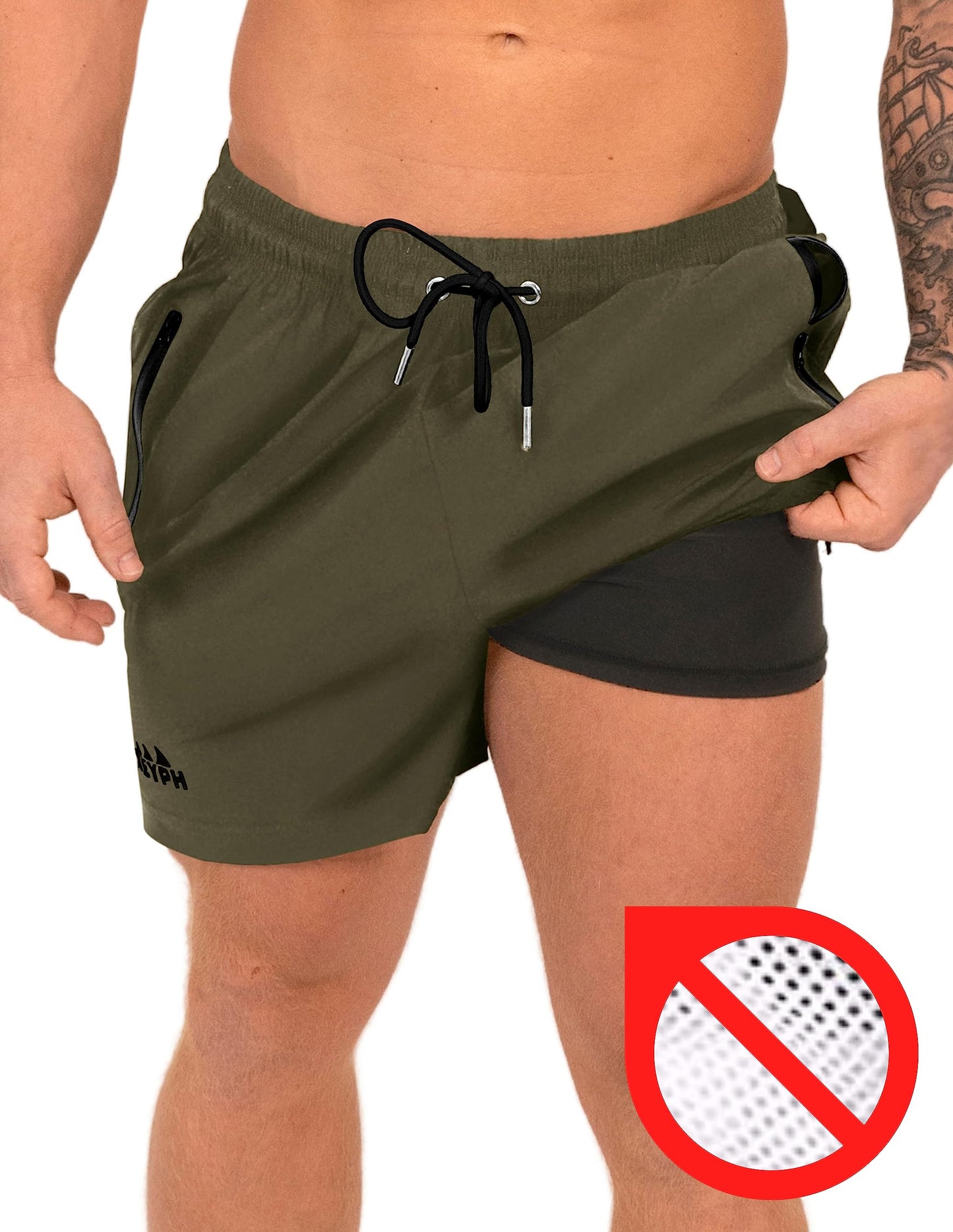 Men’s Designer Swim Shorts – Short Length with Zipper Pockets