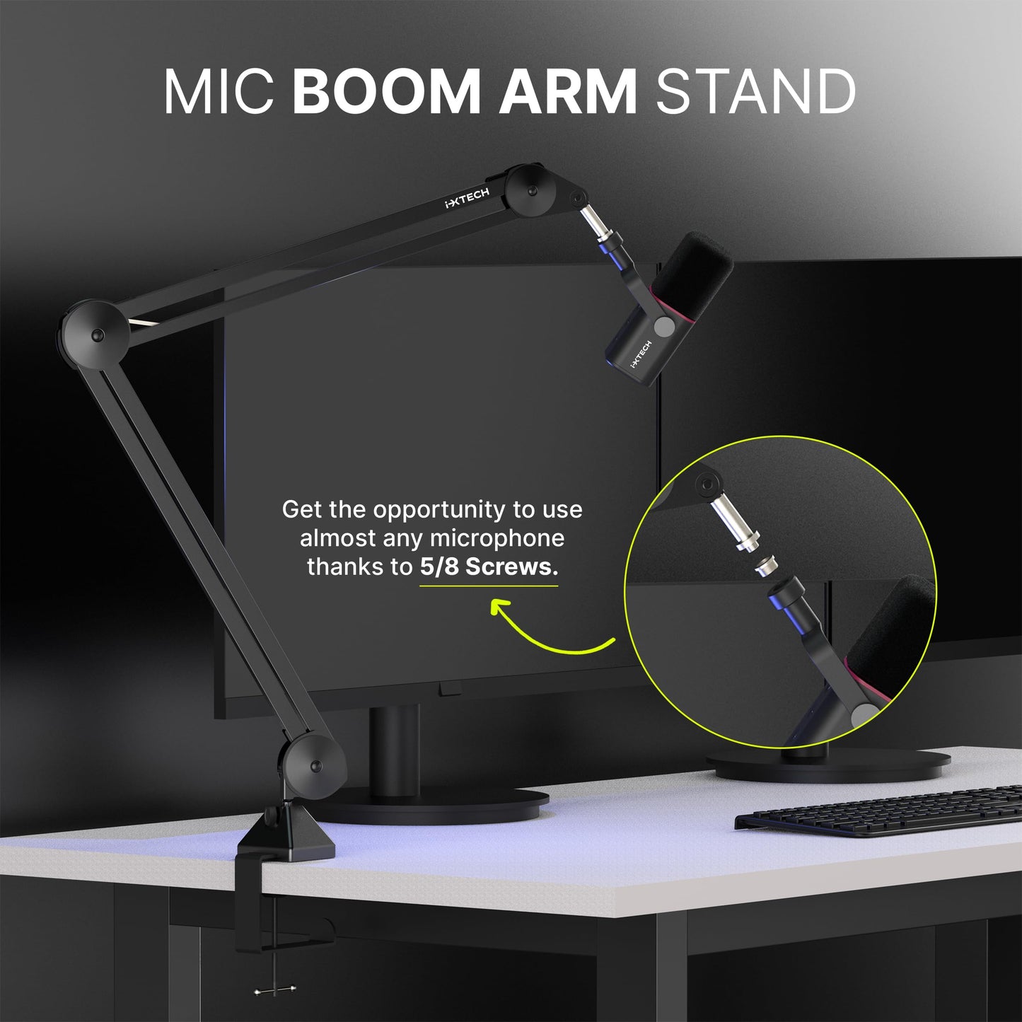 IXTECH Dynamisches Mikrofon mit Nierencharakteristik RGB Gesangsmikrofon USB XLR Studiomikrofon Software Stummschalttaste Microphone für Podcasting Streaming Aufnahme Gaming und Voice-Over Schwarz