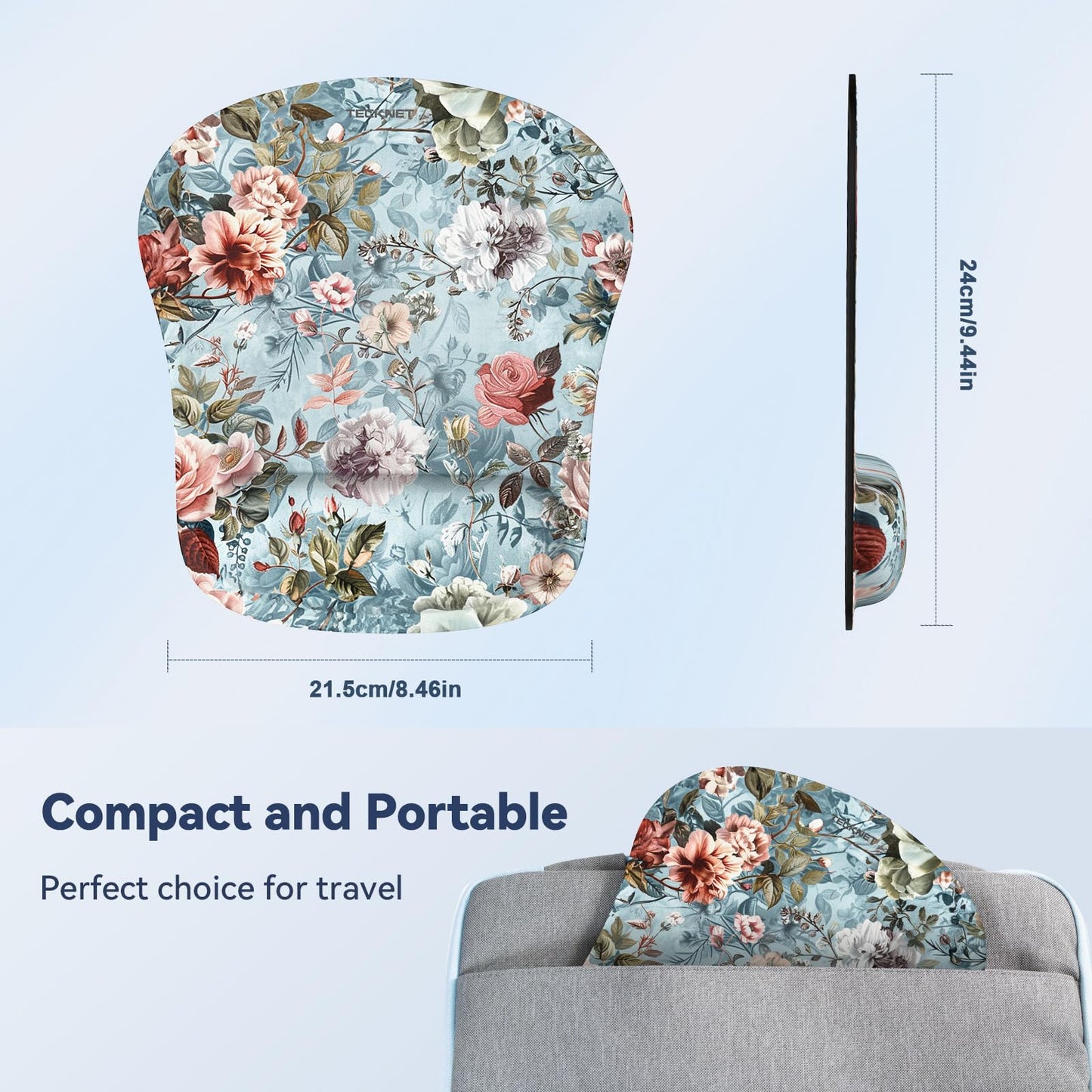 TECKNET Mauspad mit Gelkissen, Memory Foam Mousepad Ergonomisches Wasserdicht Komfort Mausmatte mit Handgelenkpolster Handauflage für Alle Maus Offfice Heim Computer Laptop