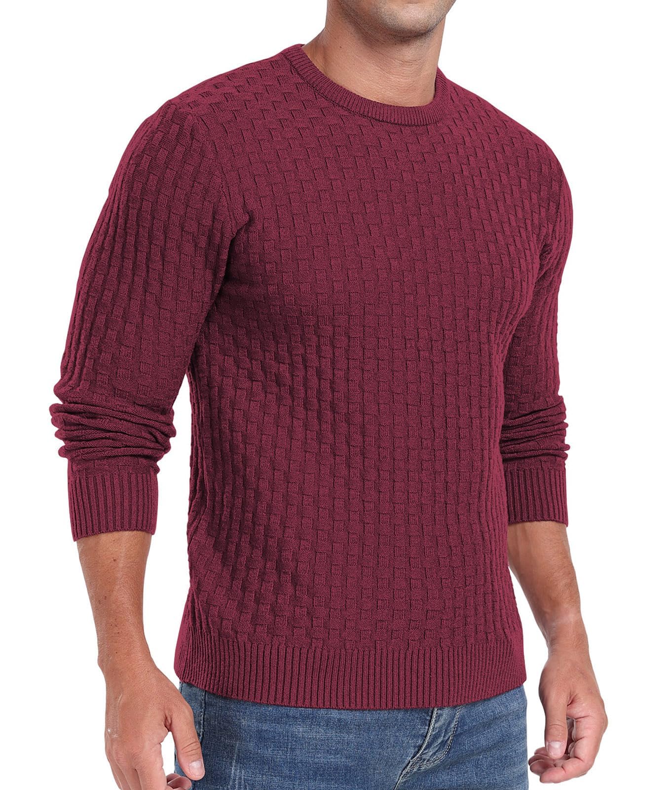 Sailwind Men’s Crew Neck Waffle Knit Sweater
