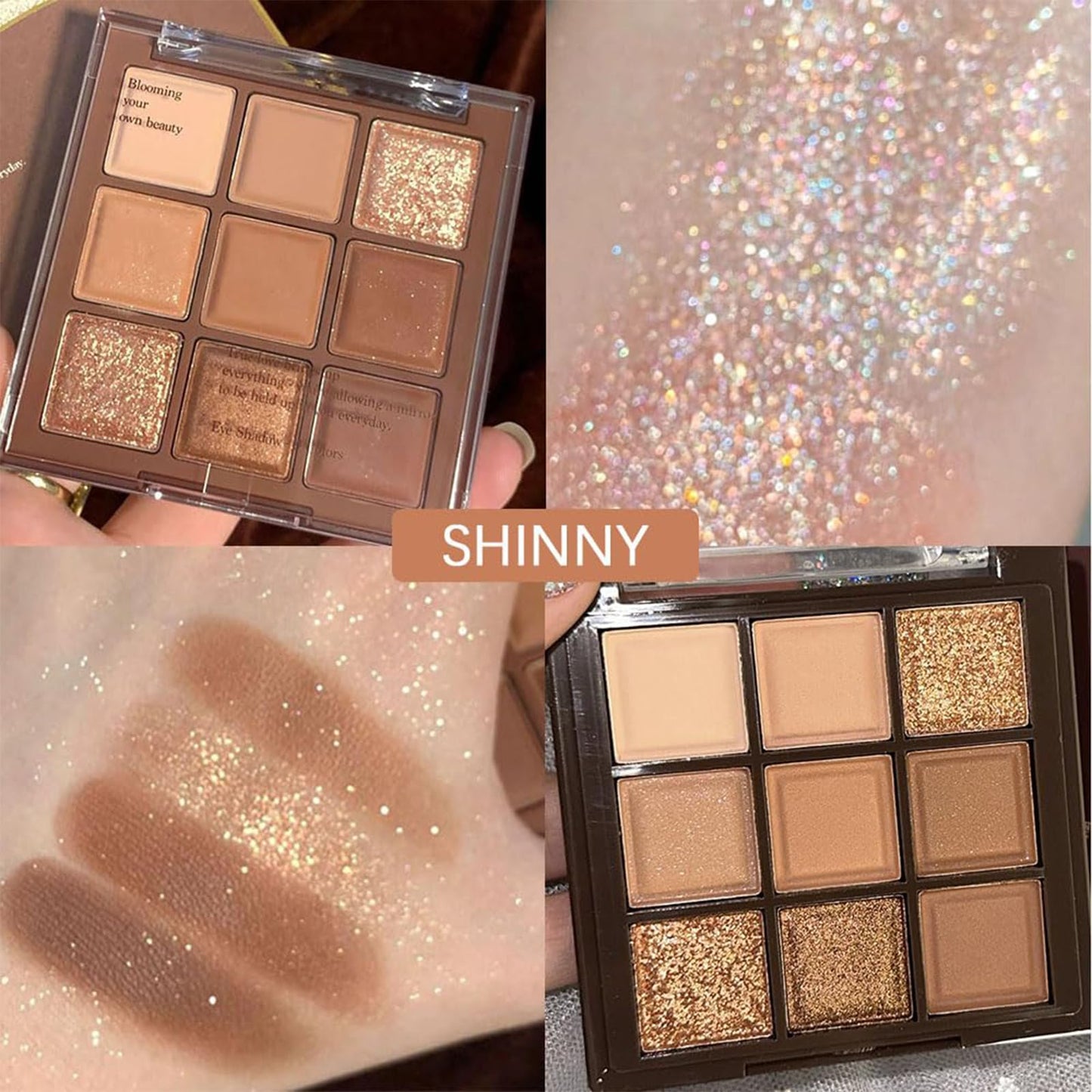 Lilbitty Nude Brown Eyeshadow Palette – Rose Gold & Dark Brown Bronze Highly Pigmented Long-Lasting Cream Eyeshadow for Brown Eyes