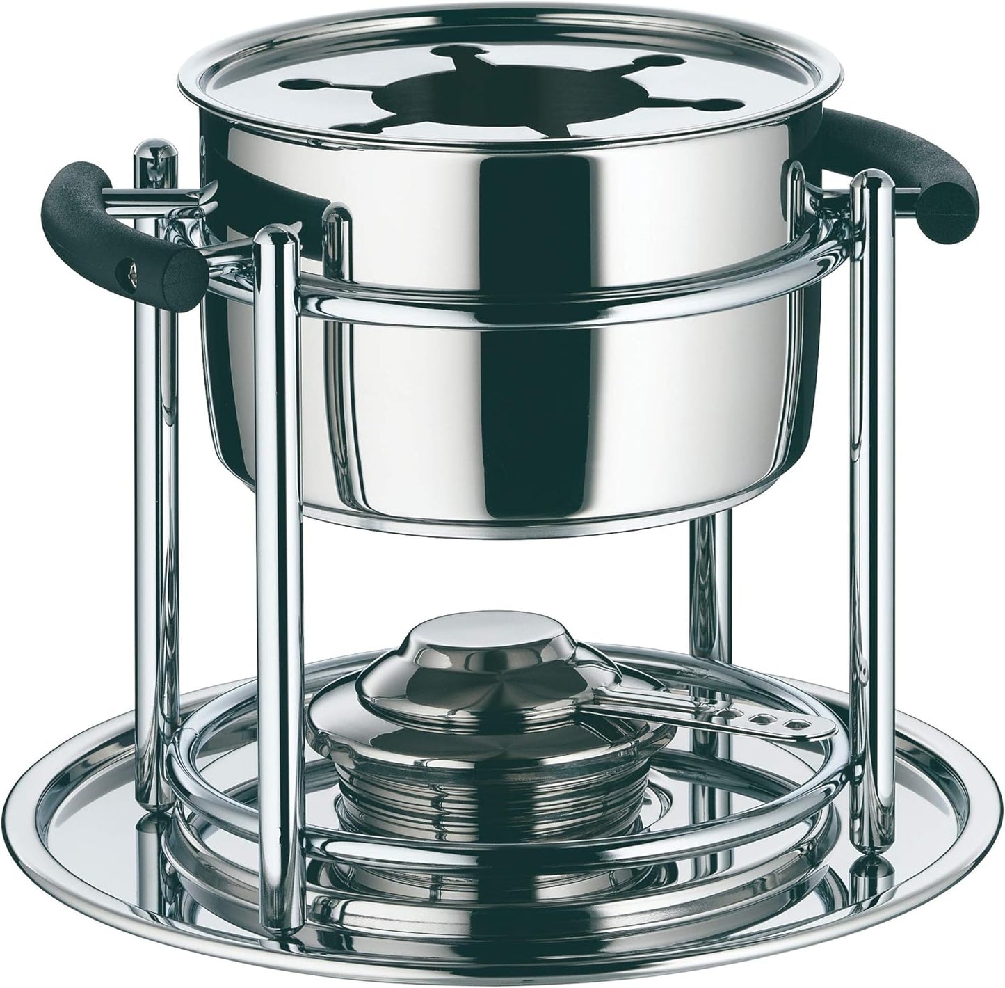 WMF Allegro Fondue-Set 11-teilig, für 6 Personen, mit Brenner und Gabeln, Cromargan Edelstahl, Fonduetopf Induktion, spülmaschinengeeignet