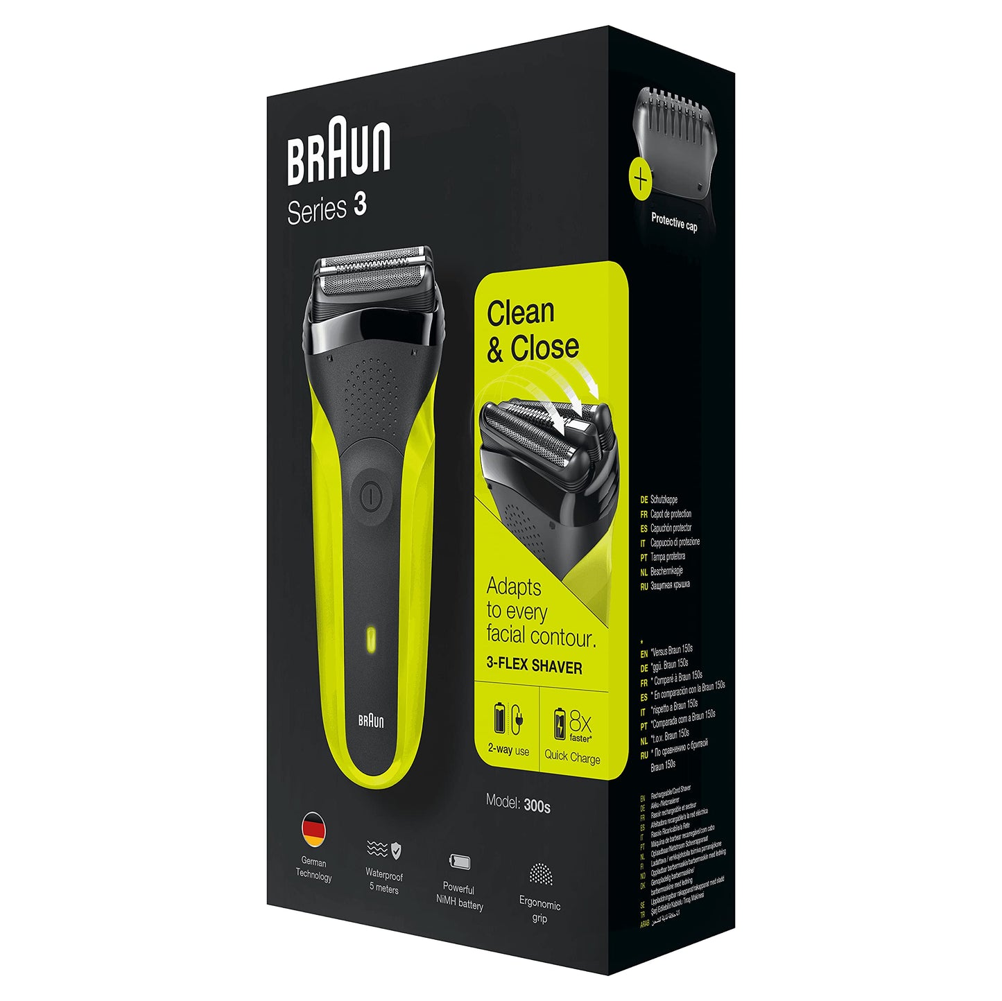 Braun Series 3 ProSkin Elektrorasierer mit Präzisionstrimmer, Rasierer Herren Elektrisch, elektrischer Rasierer, Wet&Dry, rasierapparat, trockenrasierer, Made in Germany, 3040s, schwarz/blau