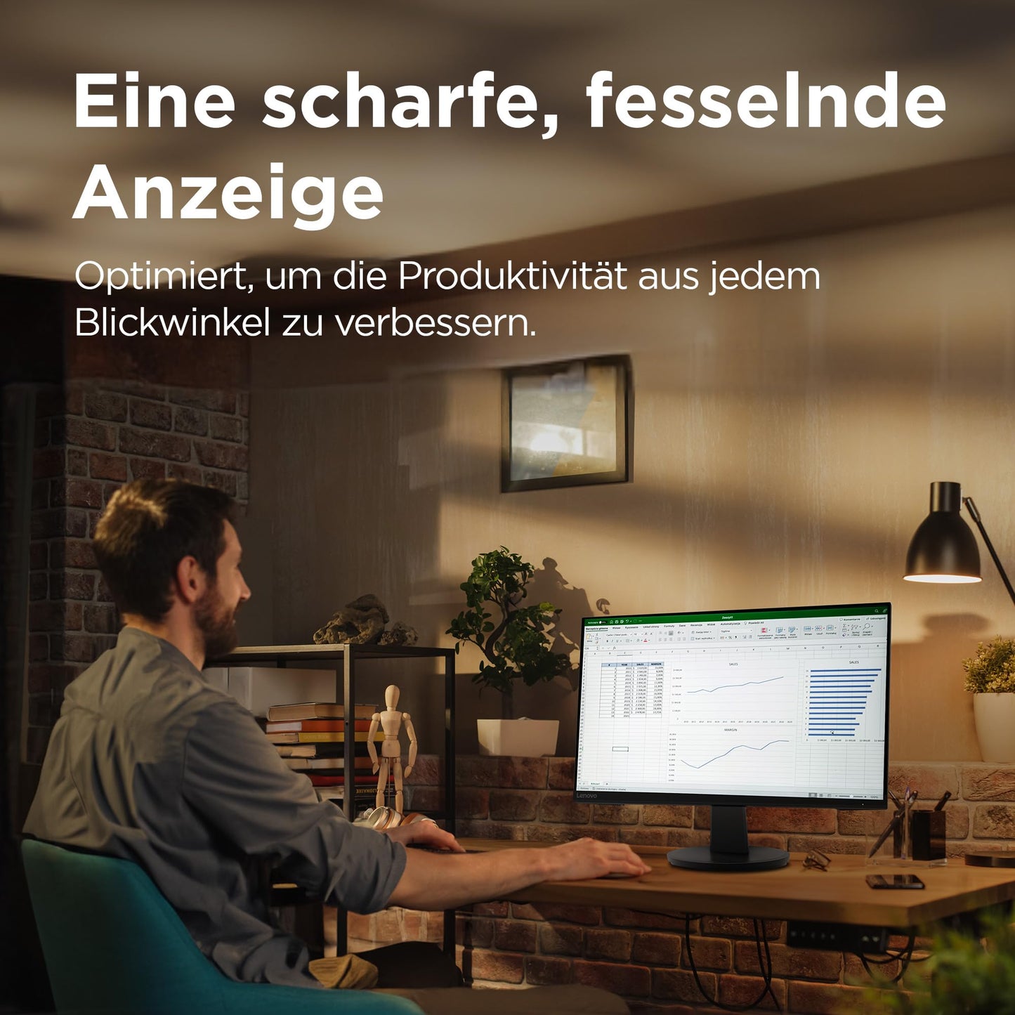 Lenovo N27q | 27" QHD Monitor | 2560x1440 | 100Hz | 300 nits | 4ms Reaktionszeit | HDMI | DisplayPort | schwarz