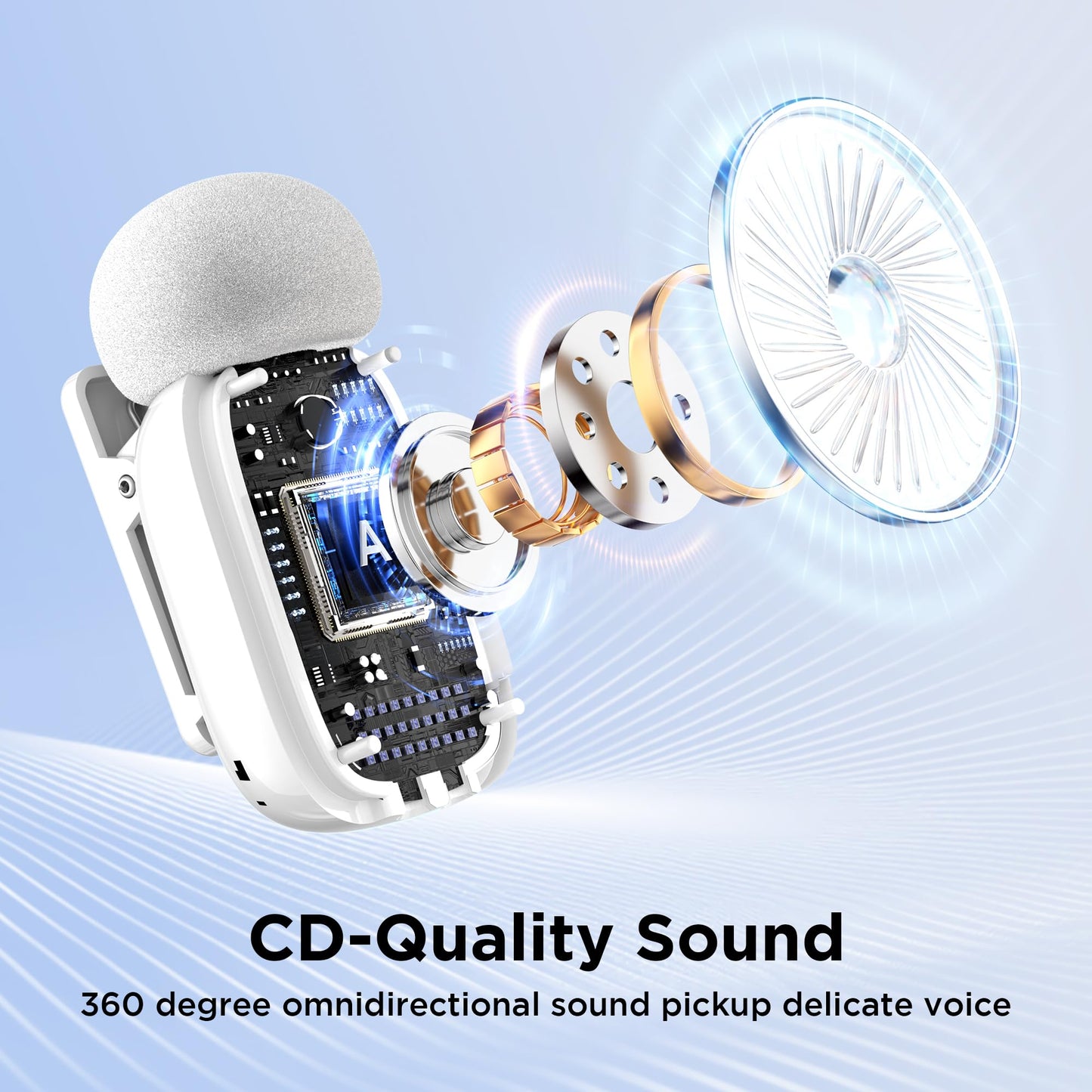 Boya Mini Wireless Lavalier-Mikrofon für Lightning/Type-C, Ultra-Mini-Mikrofon mit AI Voice Change, Rauschunterdrückung und Ladekoffer, Metall-Clip auf Mikrofon Vlogging TikTok YouTube