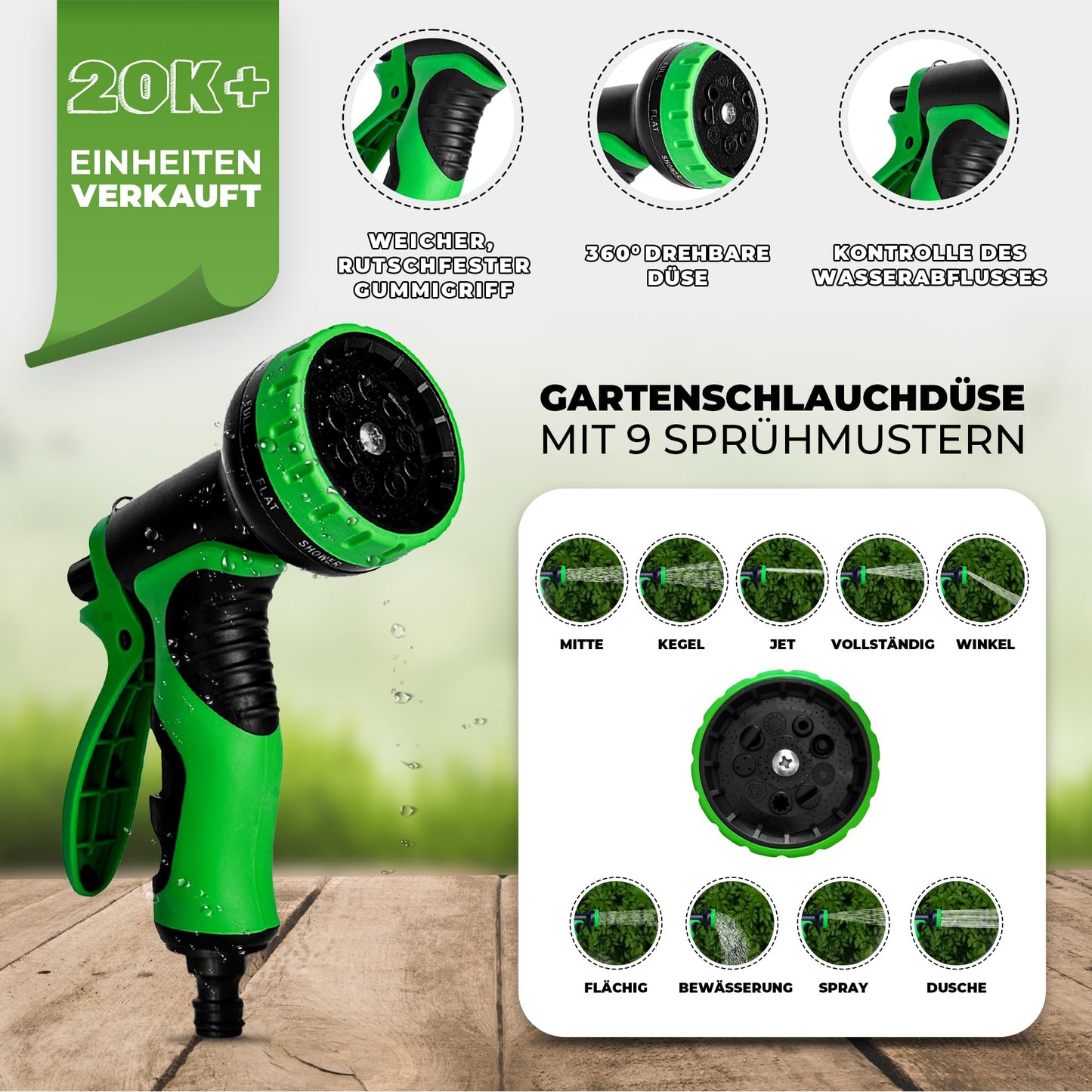 HOMEPROTEK Gartenschlauch Flexibel 15m Bewässerungsschlauch, Flexibler Wasserschlauch, Dehnbarer Flexschlauc mit 1/2 zoll und 3/4 zoll Messingverschraubungen, 3-Fach Latex Balkonschlauch, Garden Hose