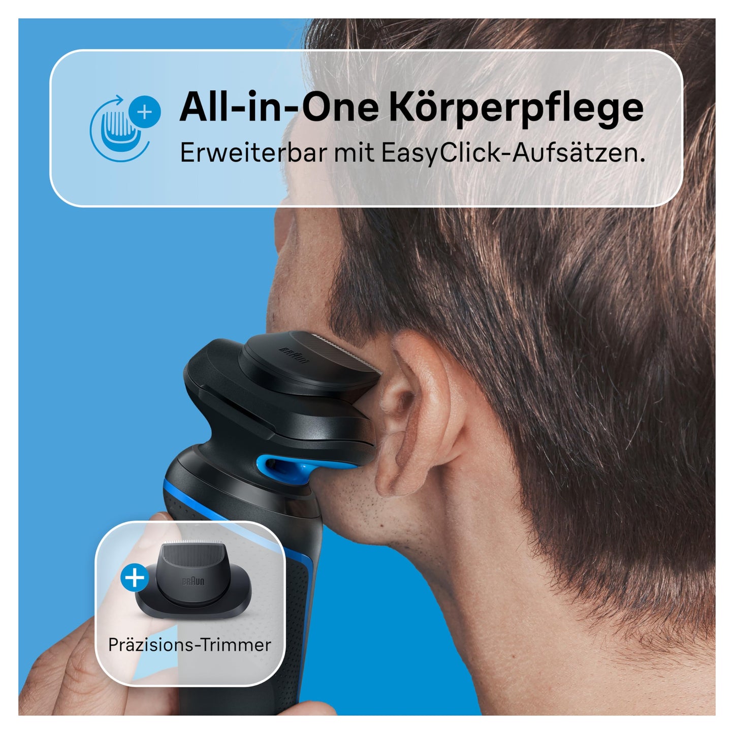 Braun Series 5 Elektrorasierer mit EasyClick Barttrimmer Aufsatz, Rasierer Herren Elektrisch Ladestation, EasyClean, Wet & Dry, rasierapparat, trockenrasierer, Made in Germany, 51-M4500cs, mintgrün