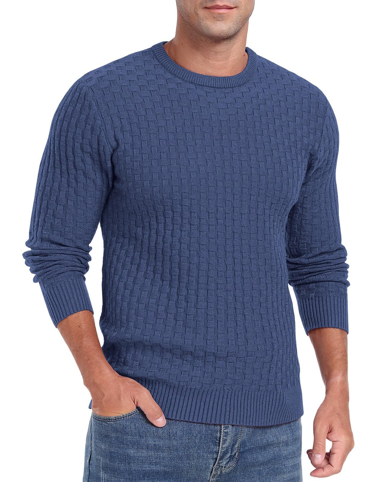 Sailwind Men’s Crew Neck Waffle Knit Sweater